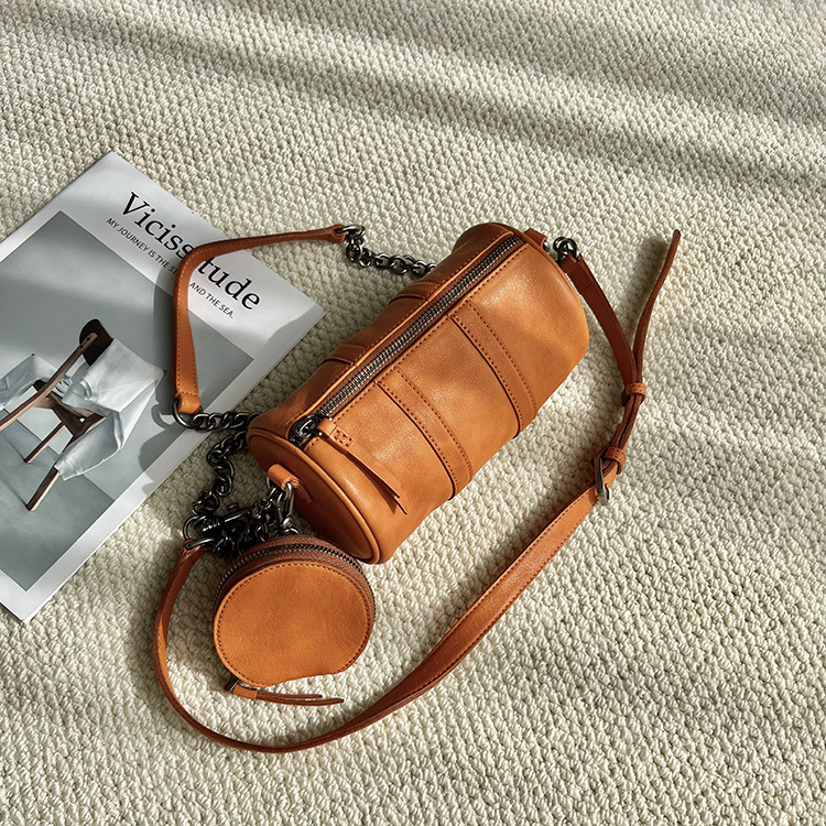 Cylindrical Leather Crossbody Bag