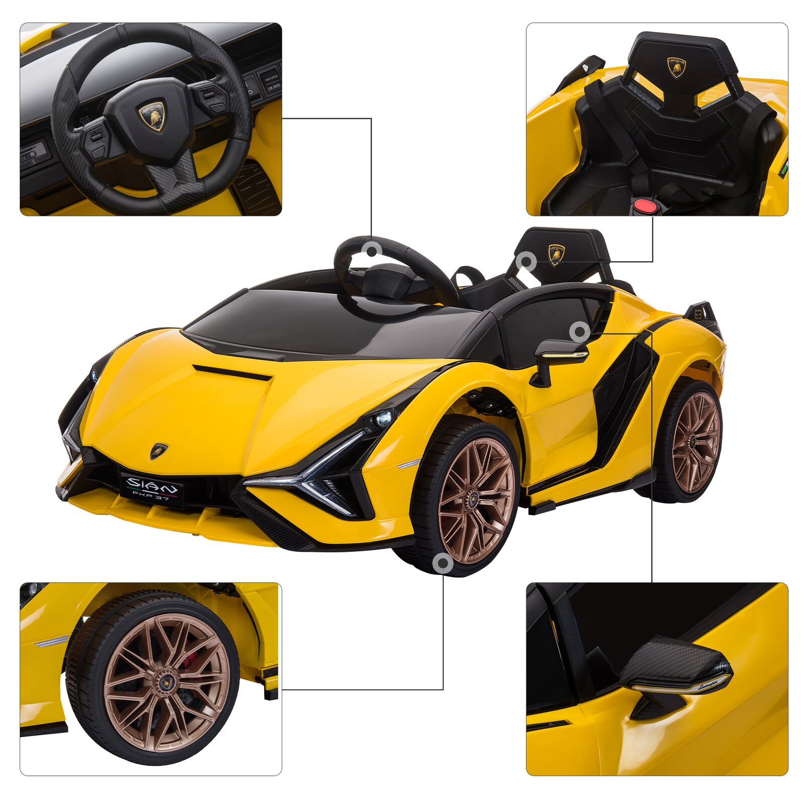 Lamborghini Sian Ride On Car 12V Kids Electric Motorized
