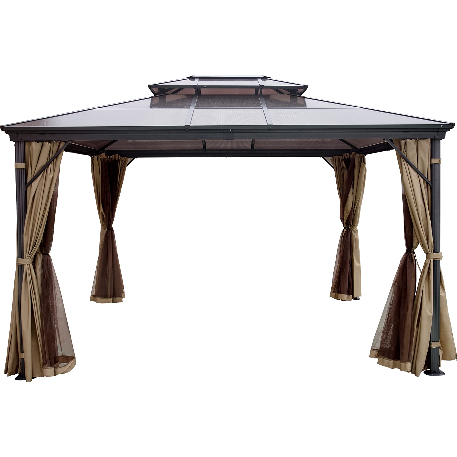 Hard Top Gazebo 10' x 12' with Netting - Metal Gazebo