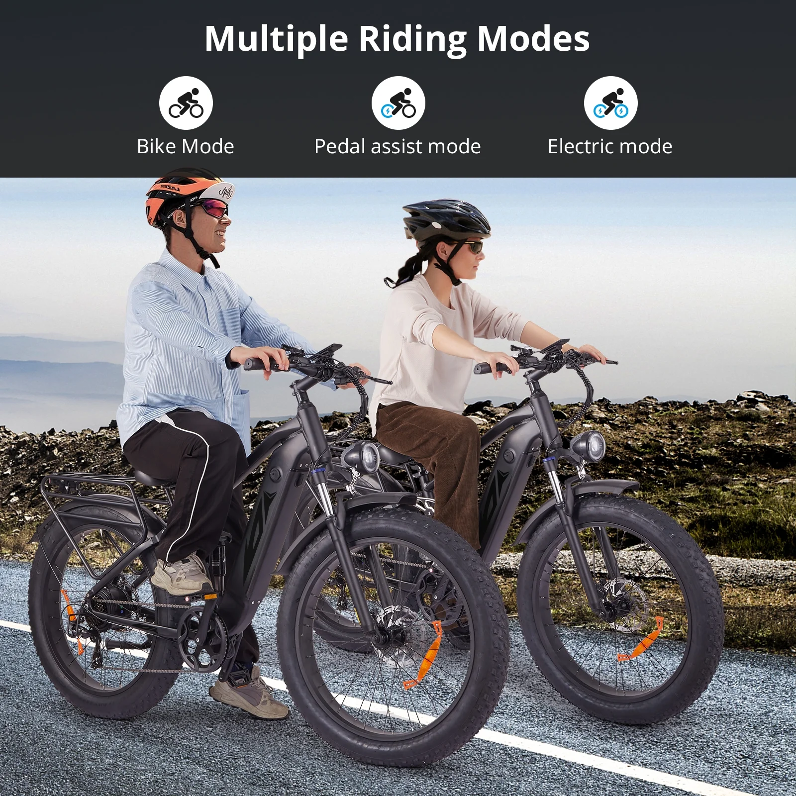 26in Fat Tire Electric Mountain Bike, 1000W, 48V 17.5Ah