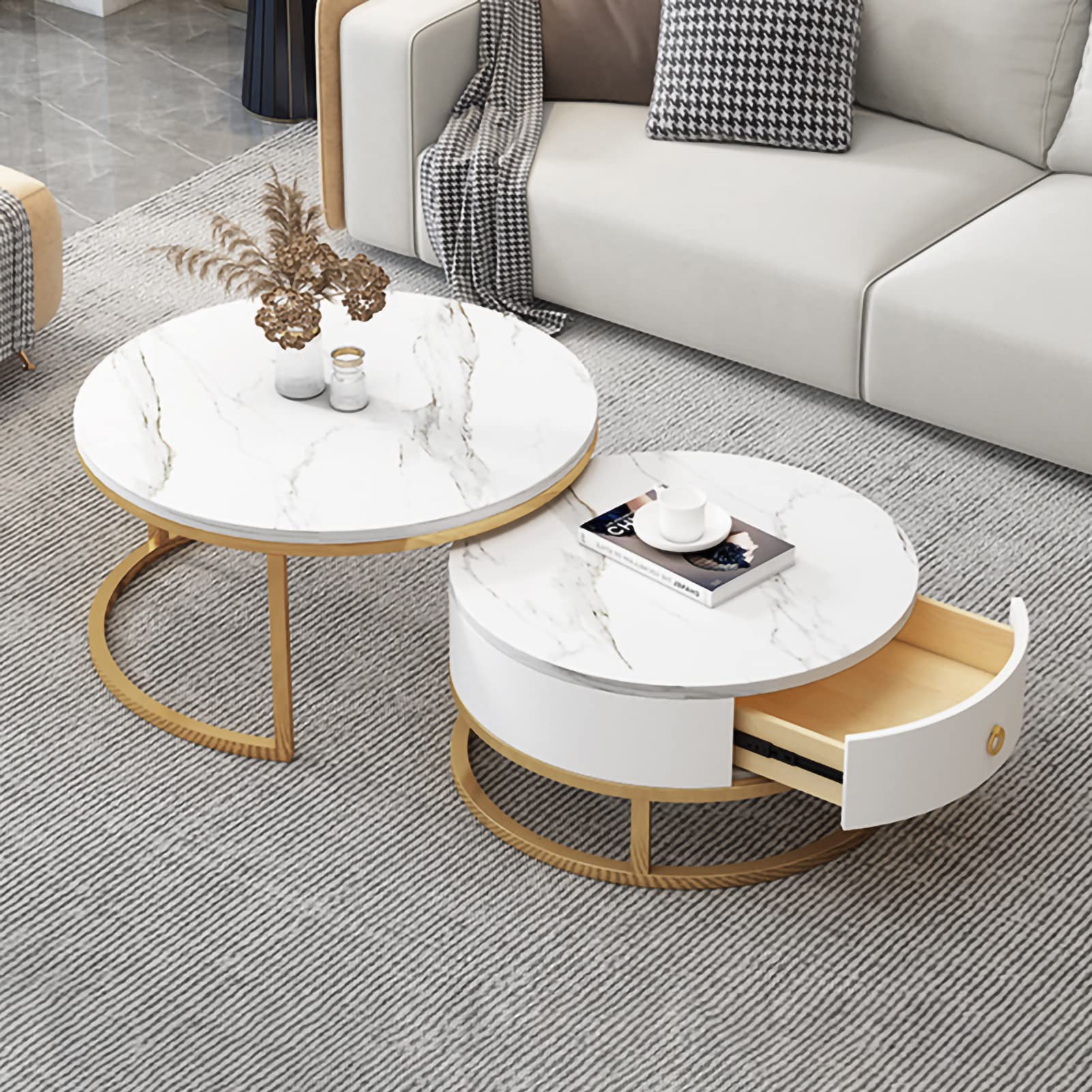 Round Coffee Table Set of 2