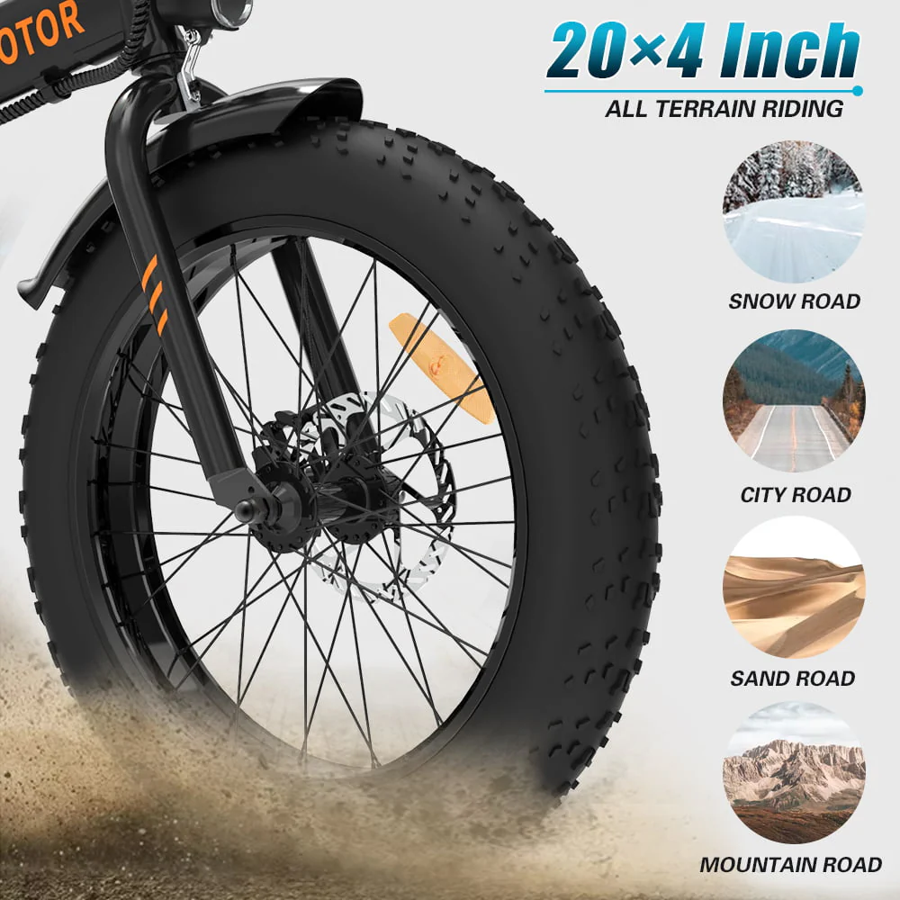 Aostirmotor 20in Folding Fat Tire Electric Bike, 500W, 36V 13Ah, Black