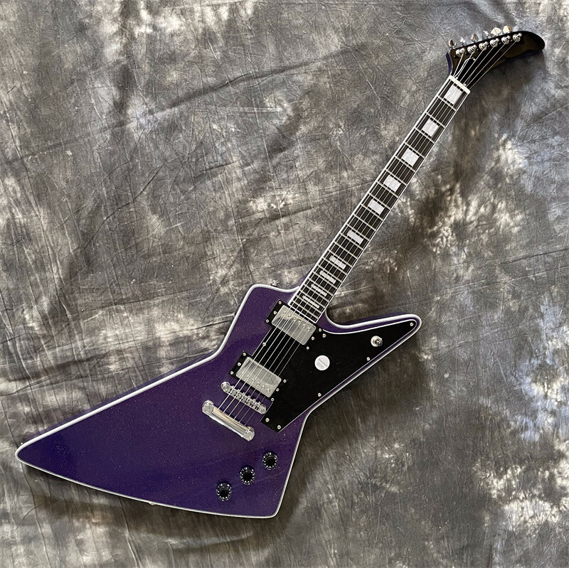 Factory Purple Flash Grain 6 String Electric Guitar H-H Pickup Chrome Hardware