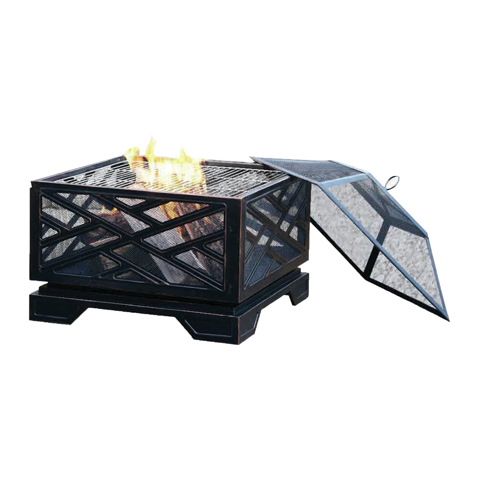 Telvin 26'' H x 26'' W Steel Wood Burning Fire Pit with Lid
