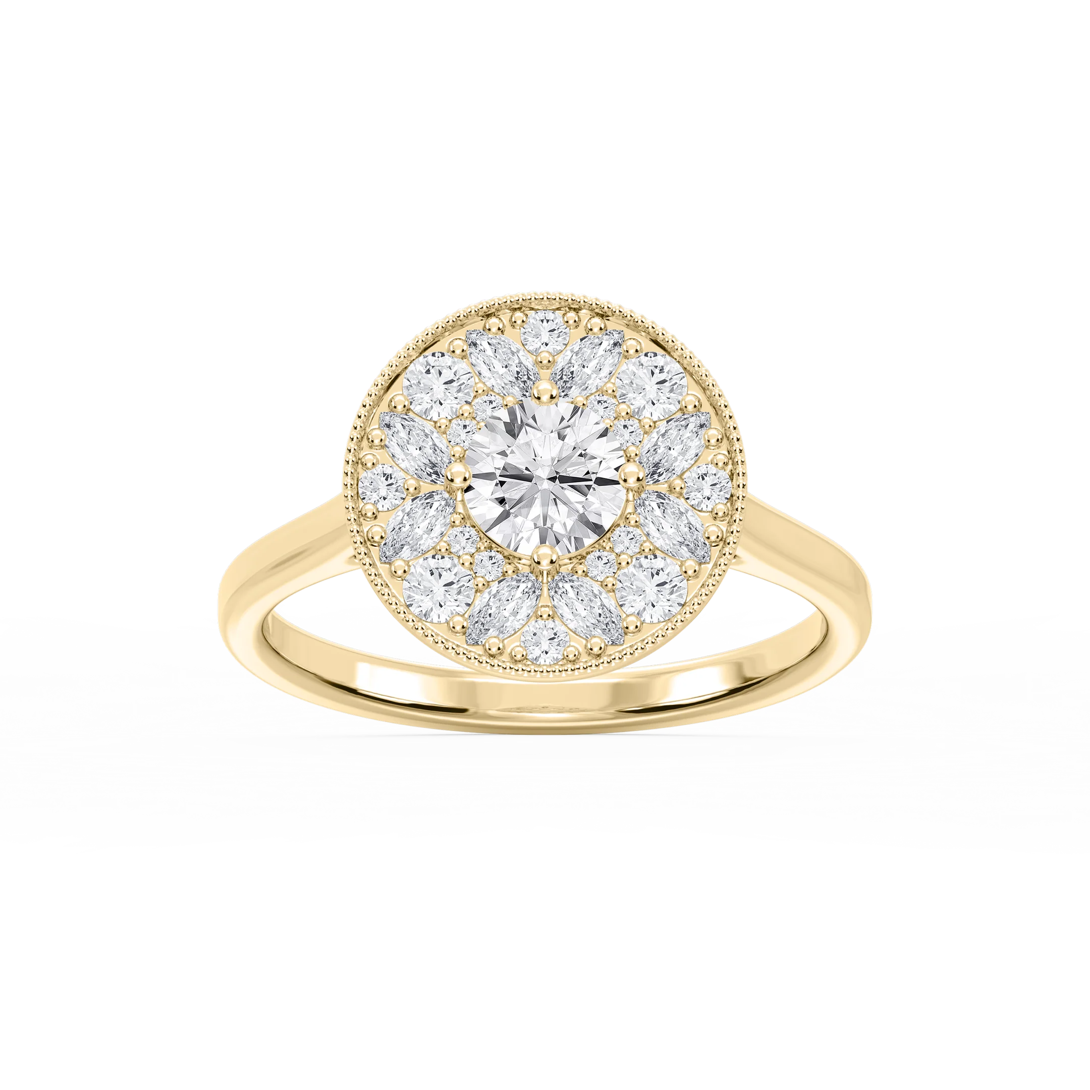 Annika 1 ctw Round and Marquise Lab Grown Diamond Multi Shape Halo Vintage Promise Ring