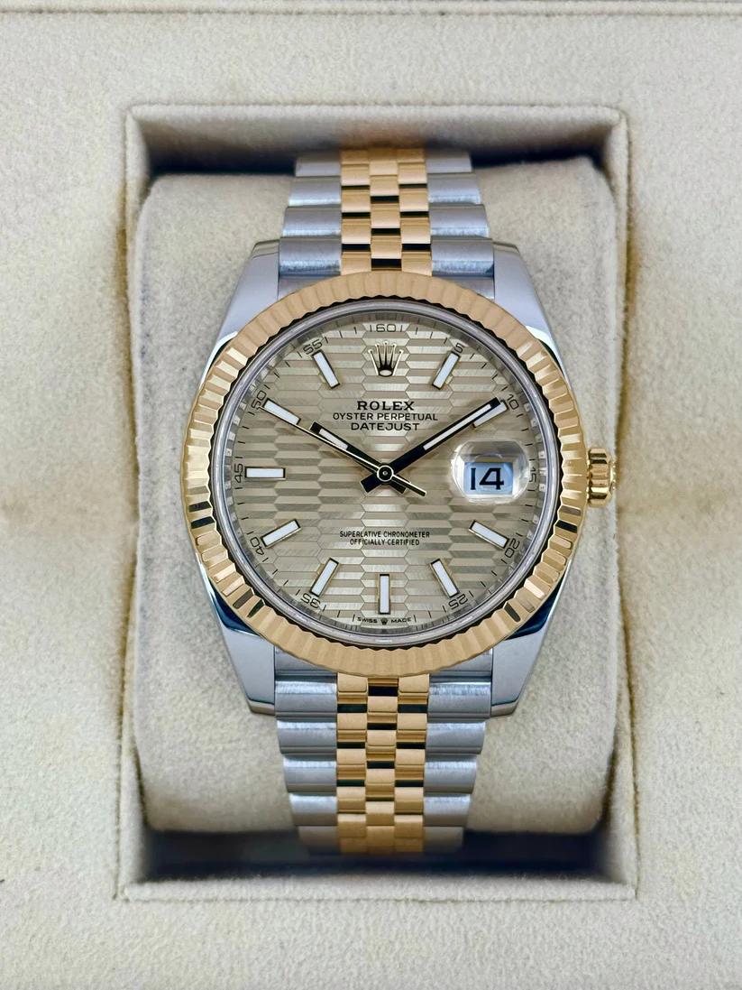 【Super Clone】RLX  Datejust 41mm Swiss Replica Watch | Two Tone Jubilee Bracele Champagne Fluted Dial Ref 126333