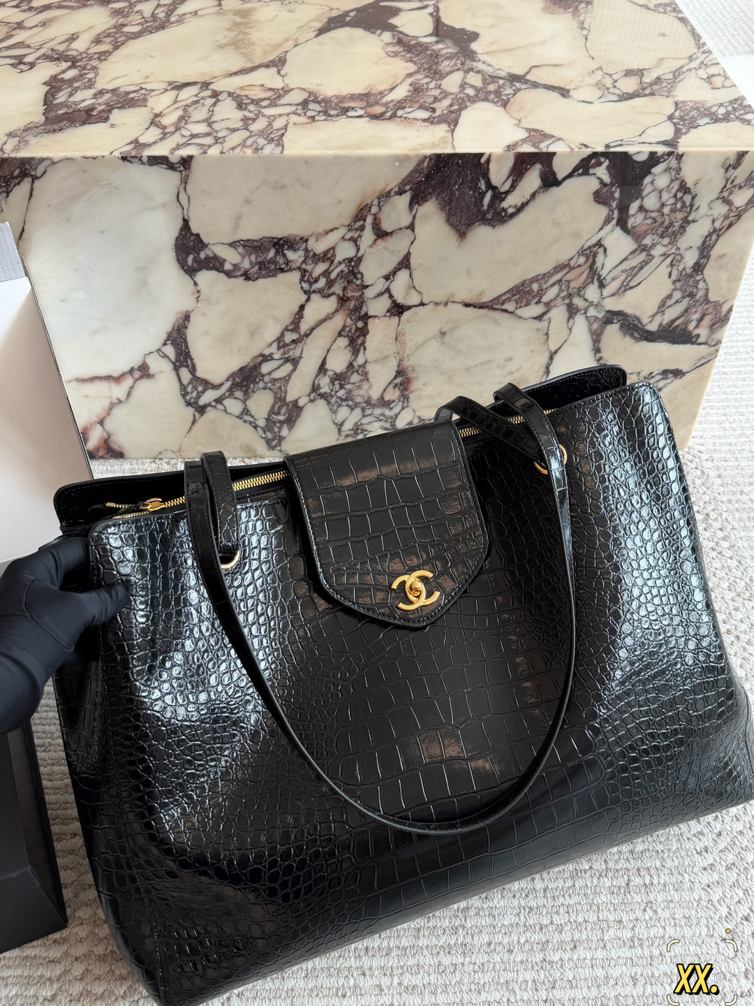 Chanel Crocodile Embossed Tote Bag