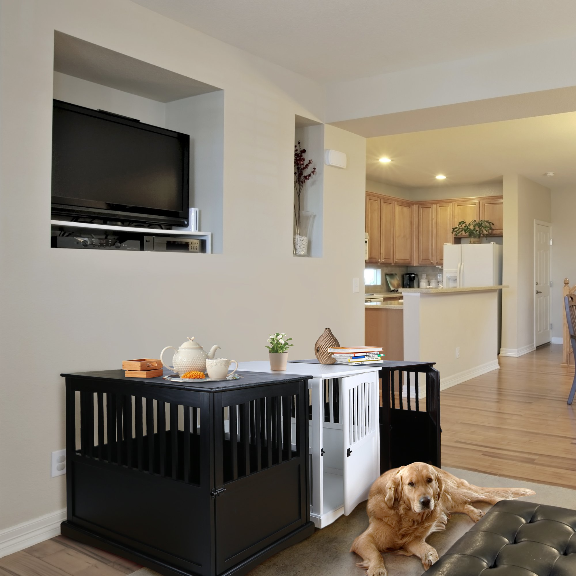 Wooden Large Pet Crate, Black