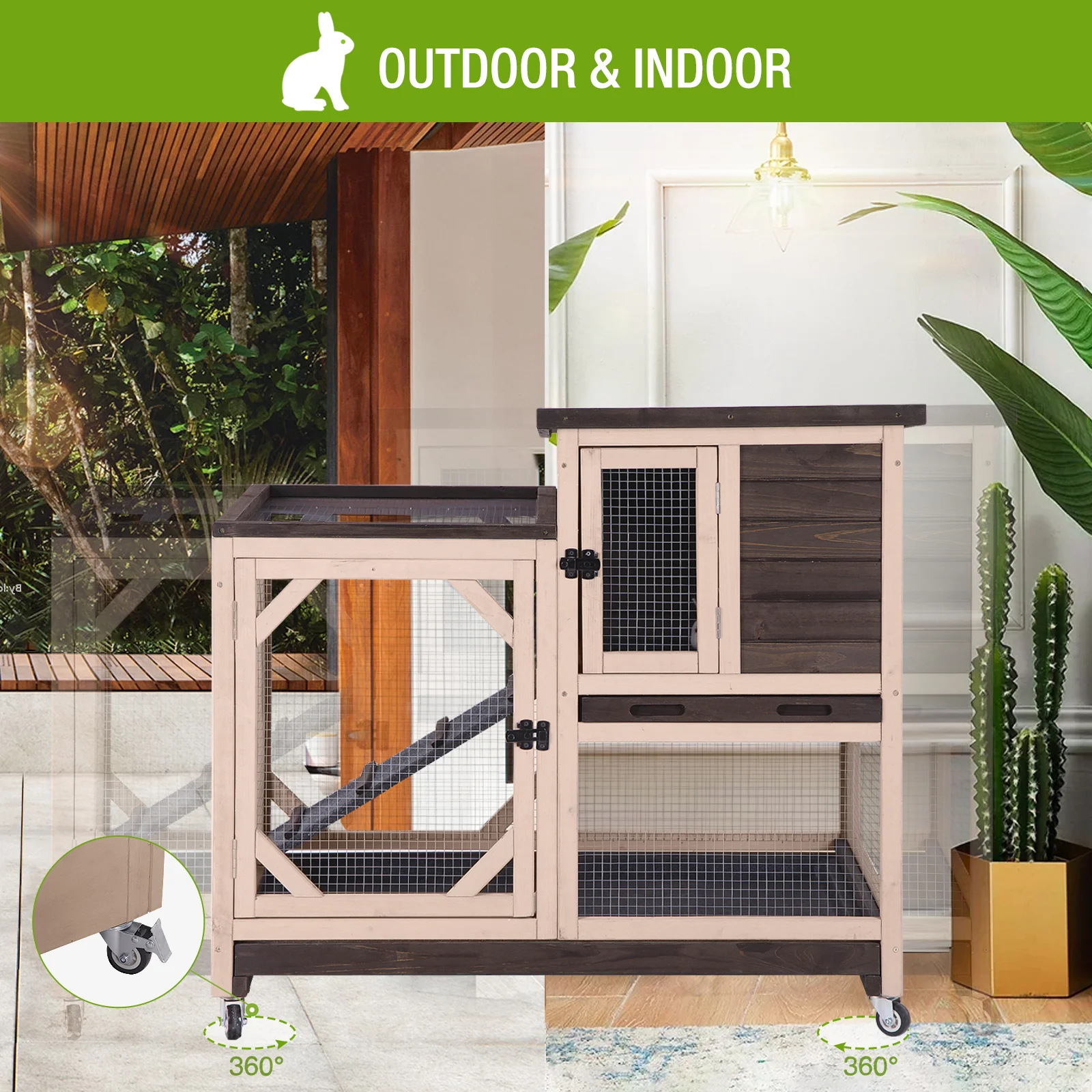 Gossy Weather Resistant Rabbit Hutch with Ramp