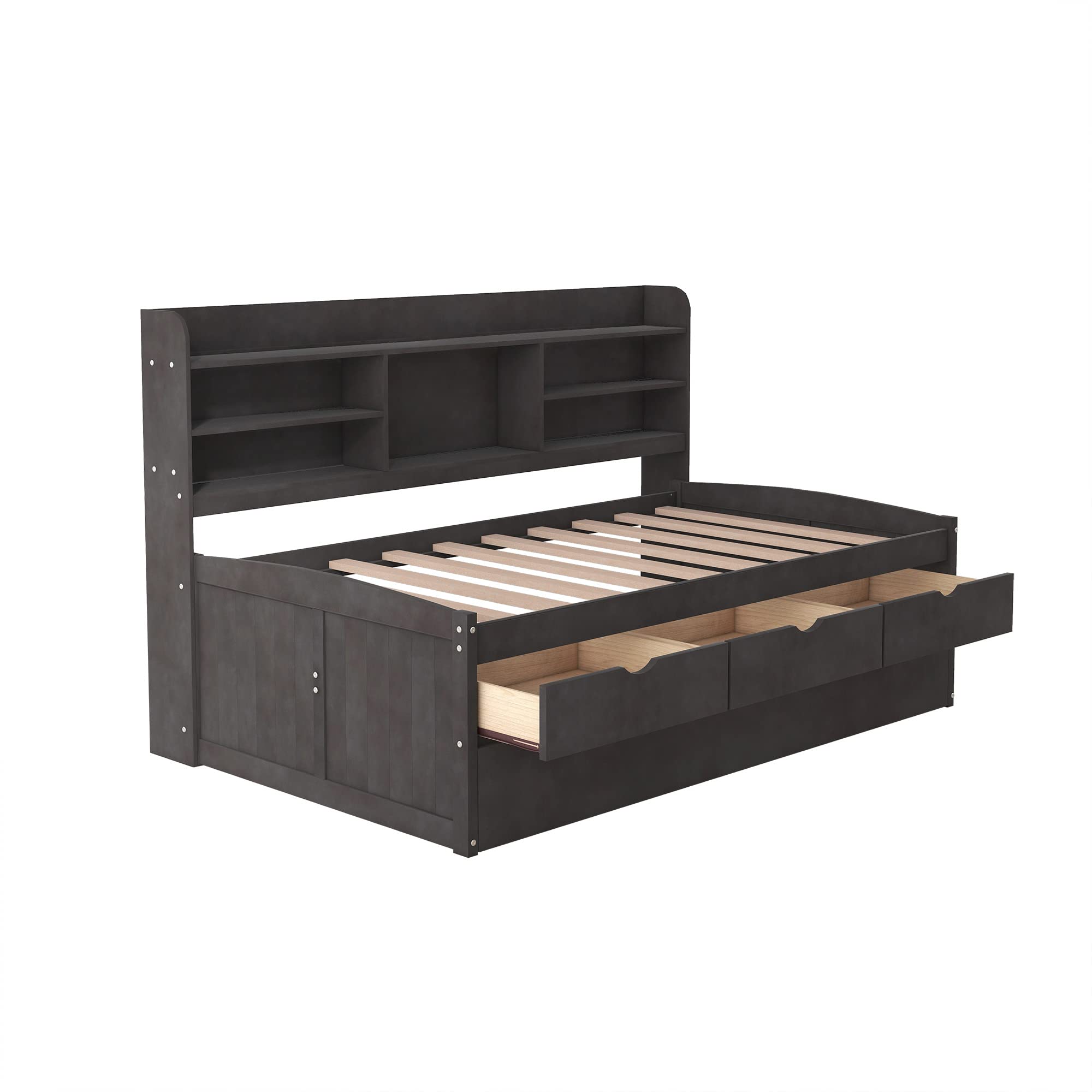Harper & Bright Designs Twin Captain's Bed with Trundle and