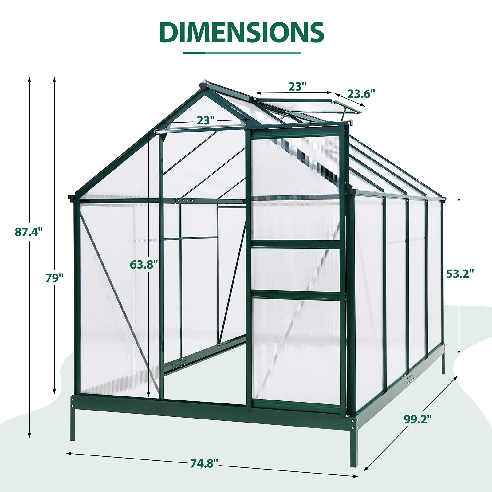 6' x 8' x 7' Walk-in Hobby Greenhouse with Sliding Door