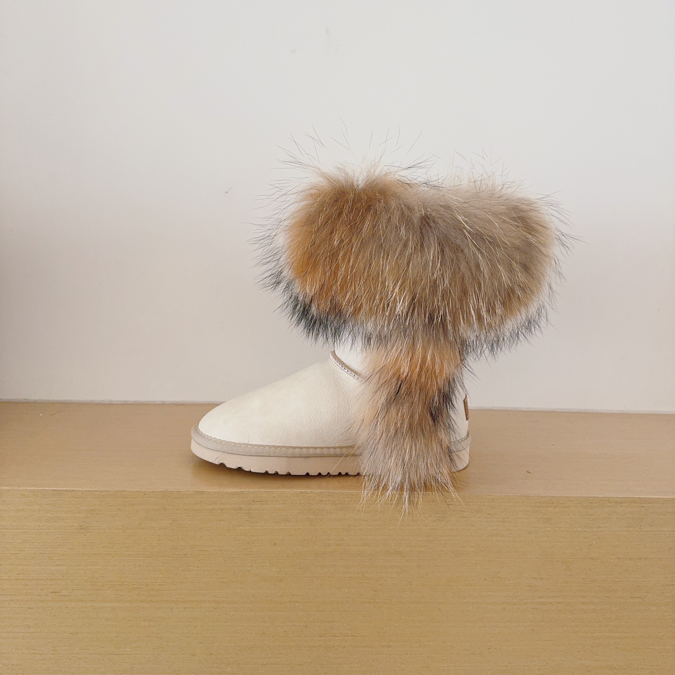 5825 Genuine Fur Trim Mid-Calf Boots