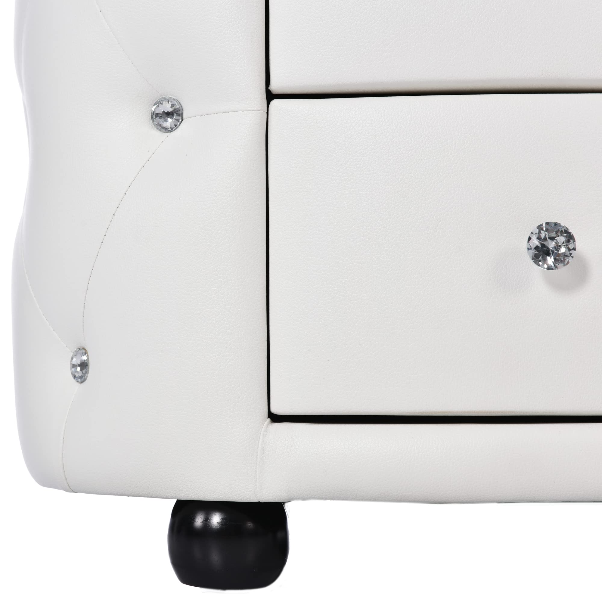Modern Mid-Century Upholstered Night Stand with 2 Drawers for