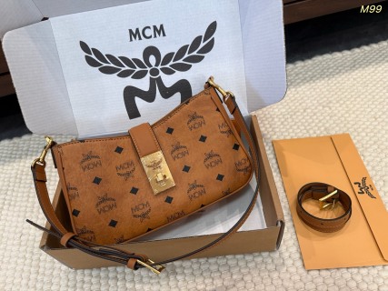 MCM Tracy Small Hobo Shoulder Bag in Visetos Coated Canvas