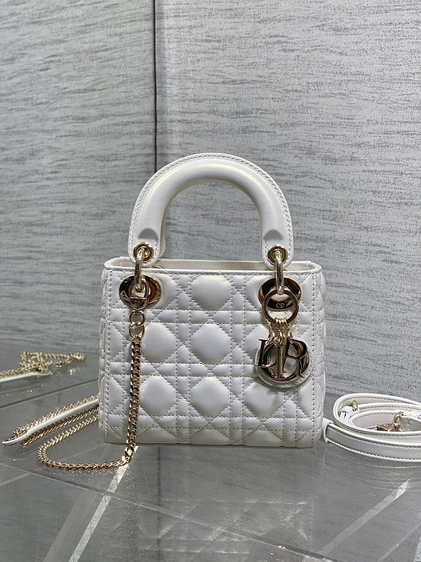 Lady Dior Micro Bag White Gold Hardware