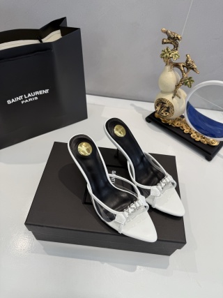 Saint Laurent Jerry Mules in TPU and Rhinestones