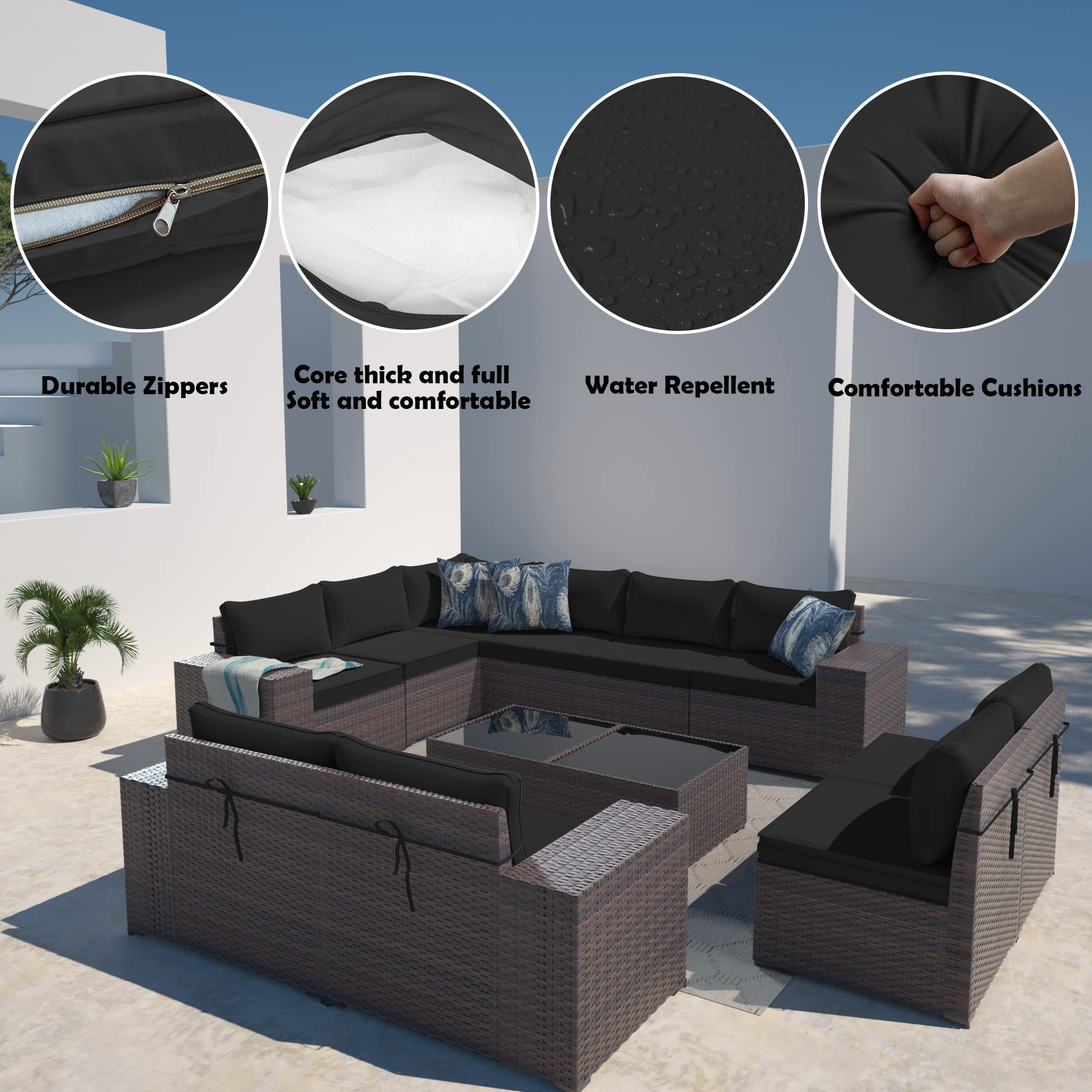 Outdoor Patio Furniture Sets 12-Pc Patio Sectional Furniture
