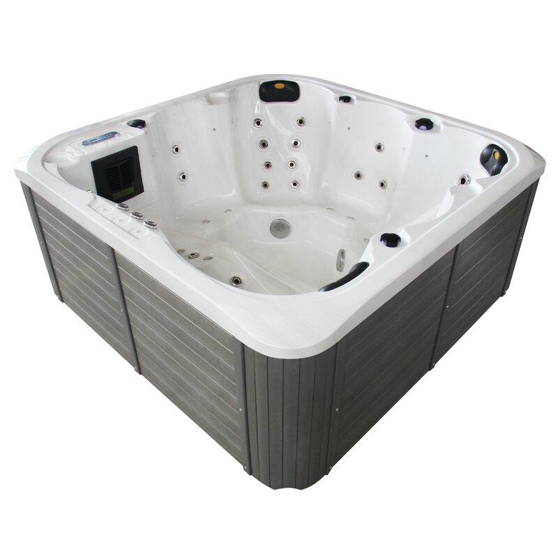 Person 54 - Jet Acrylic Square Hot Tub with Ozonator in Gray