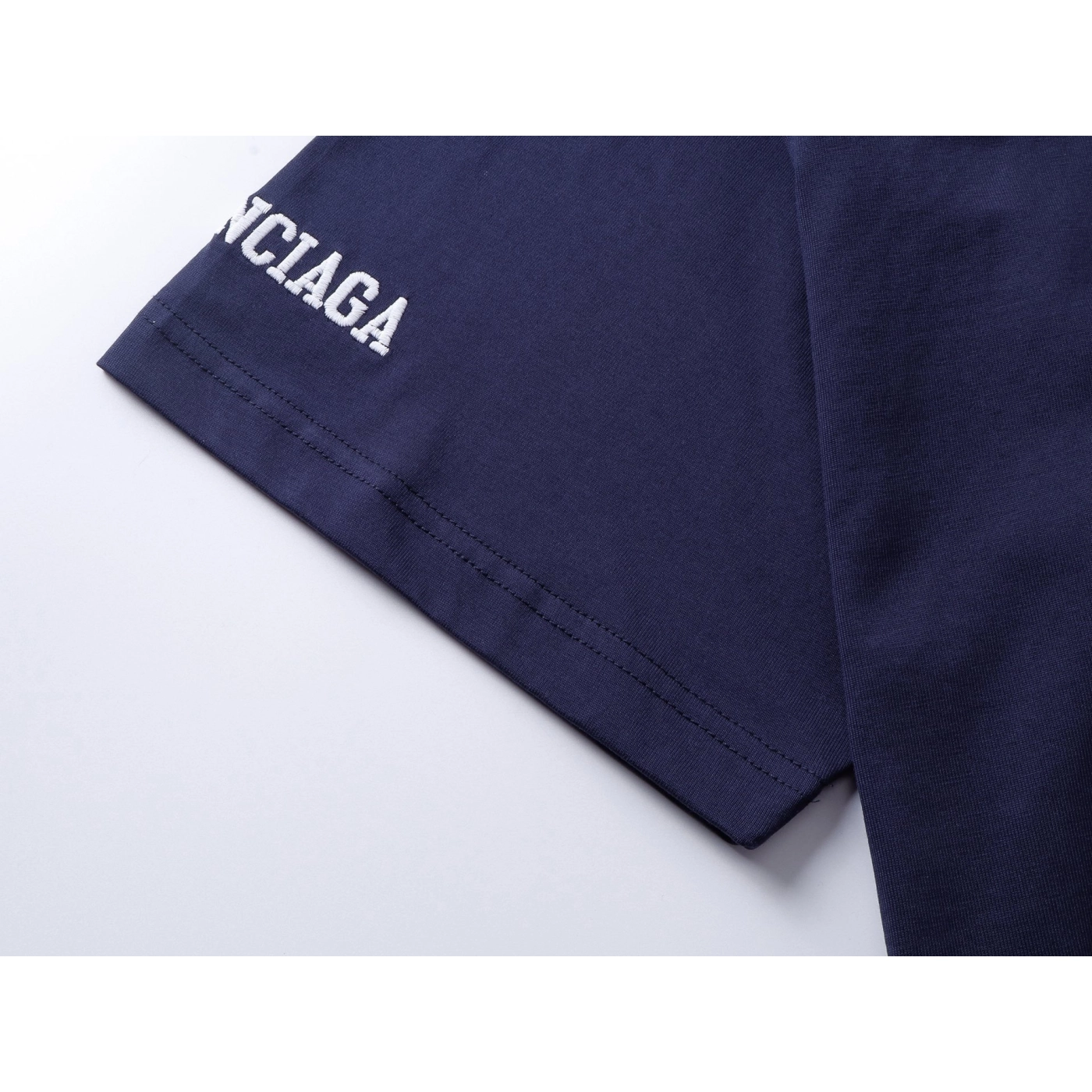 Balenciaga 3B Silhouette Ribbed V-neck Printed T-shirt Black/Dark Blue/Gray