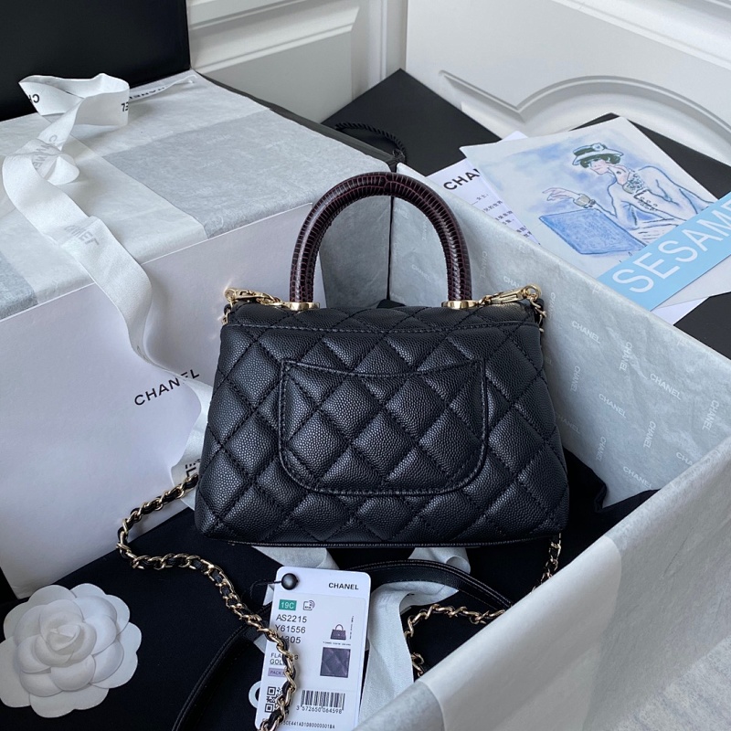 Chanel AS2215 Black Burgundy Coco Handle Bag