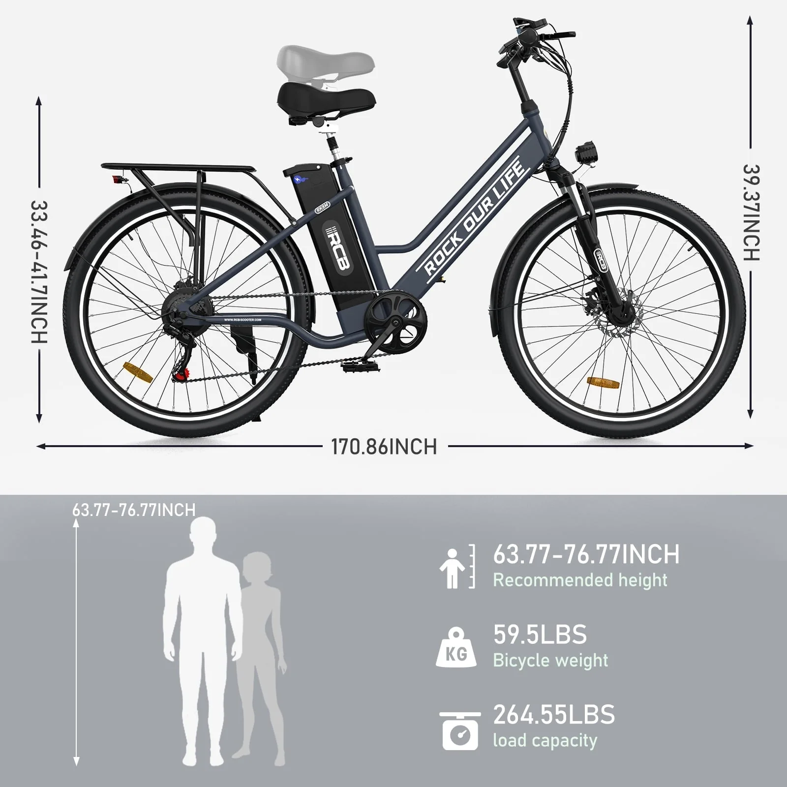 RCB 26in Electric Bike, 500W, 36V 12Ah