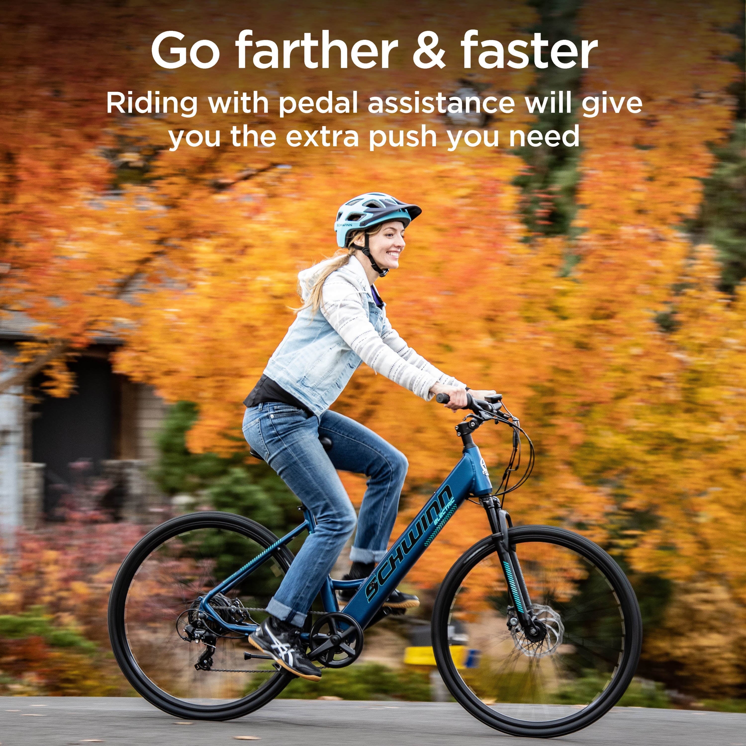 Schwinn Wanderlust 700c Step-Through Electric Bike, 250W, Matte Blue