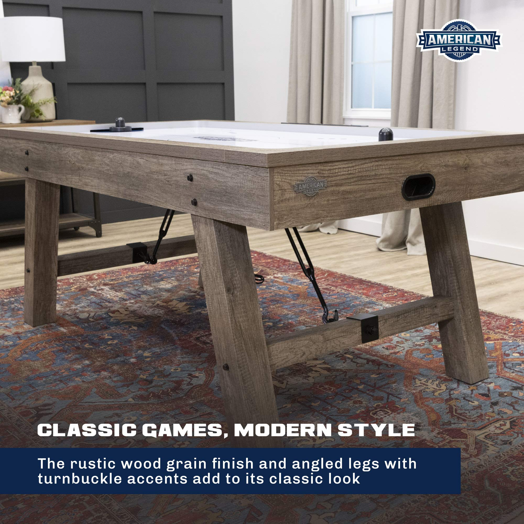 Brookdale Air-Powered Hockey Table with Rustic Wood Grain Finish