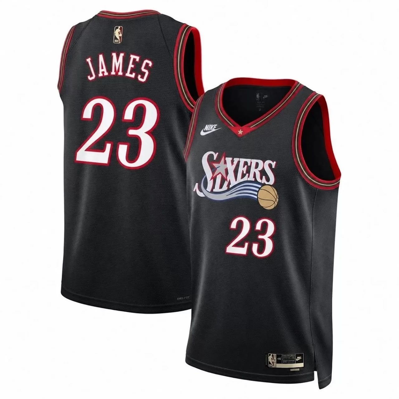 Unisex Philadelphia 76ers Lebron James #23 Black Swingman Jersey - Classic Edition