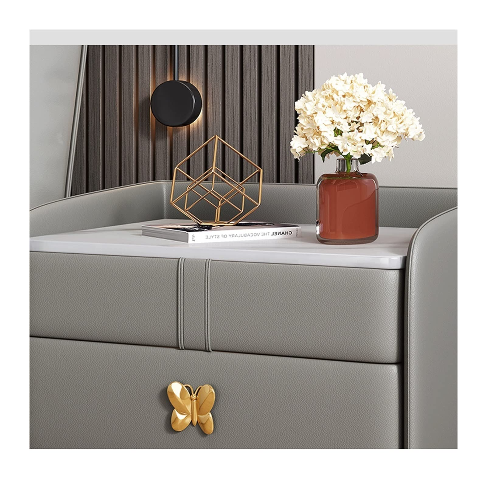 Night Stand with Storage Shelf Country Farmhouse Nightstand