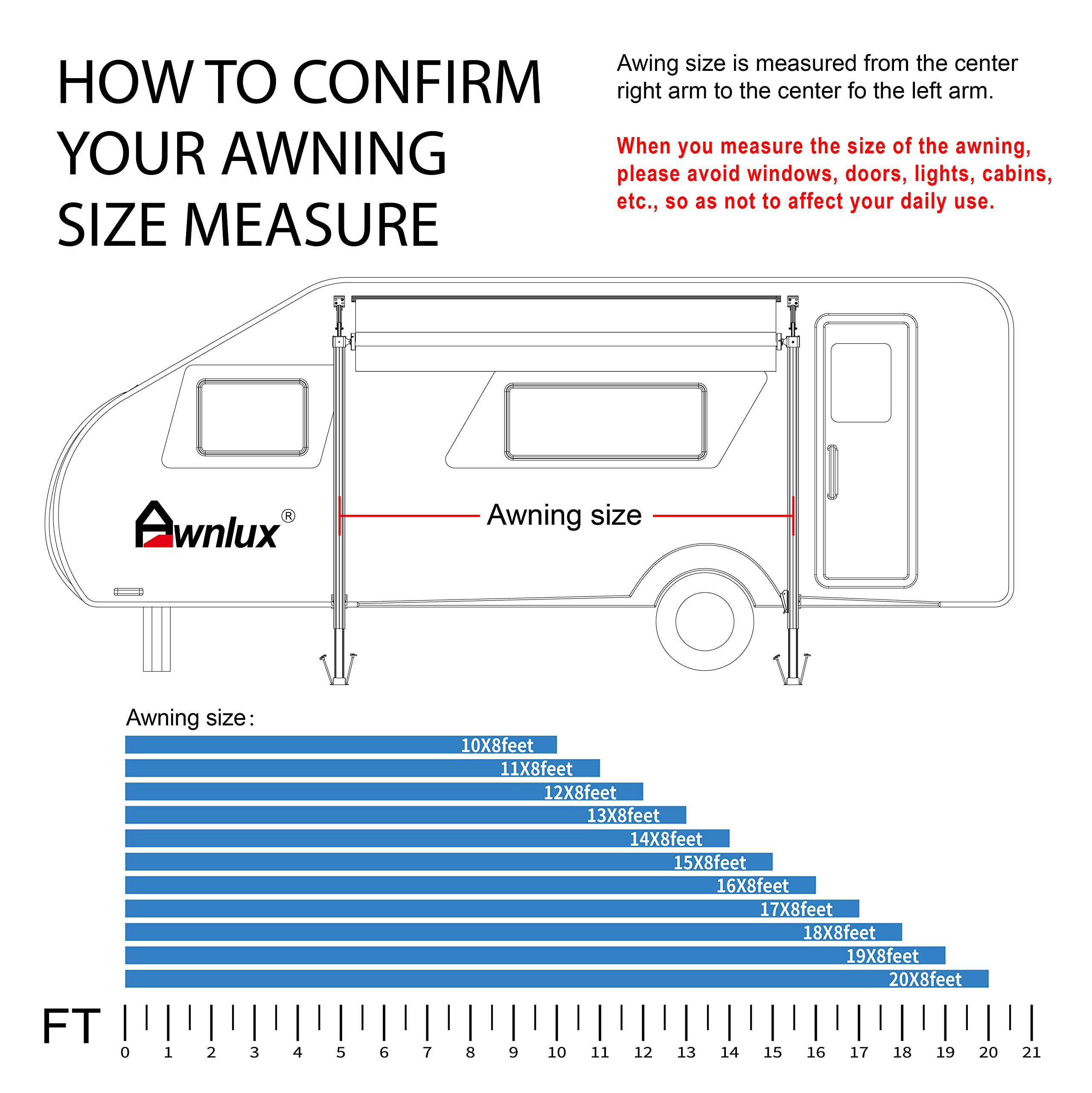 Manual Modular Retractable RV Awning Full Set Assemblies