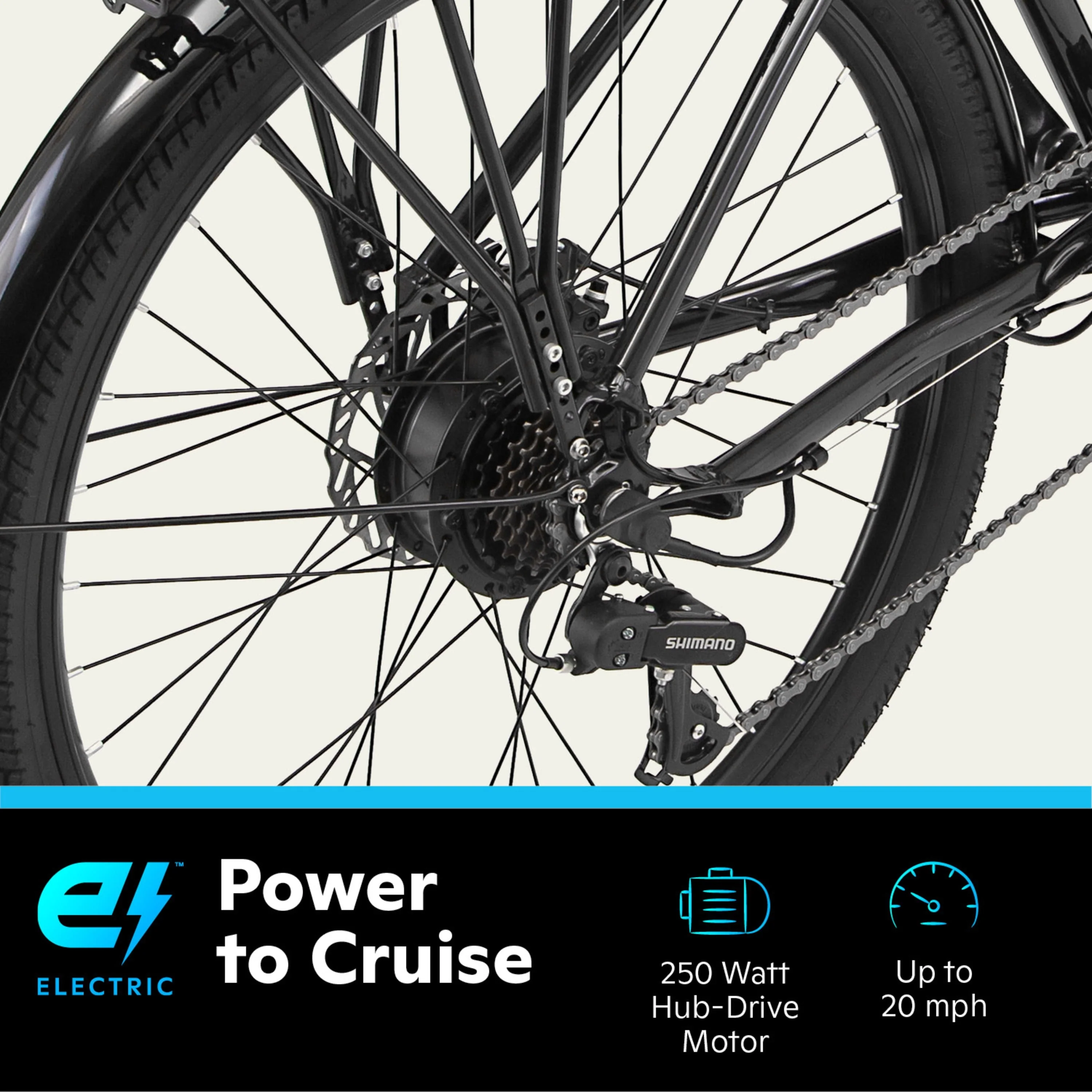 Schwinn EC1 26in Low-Step Electric Cruiser Bike, 250W, Black