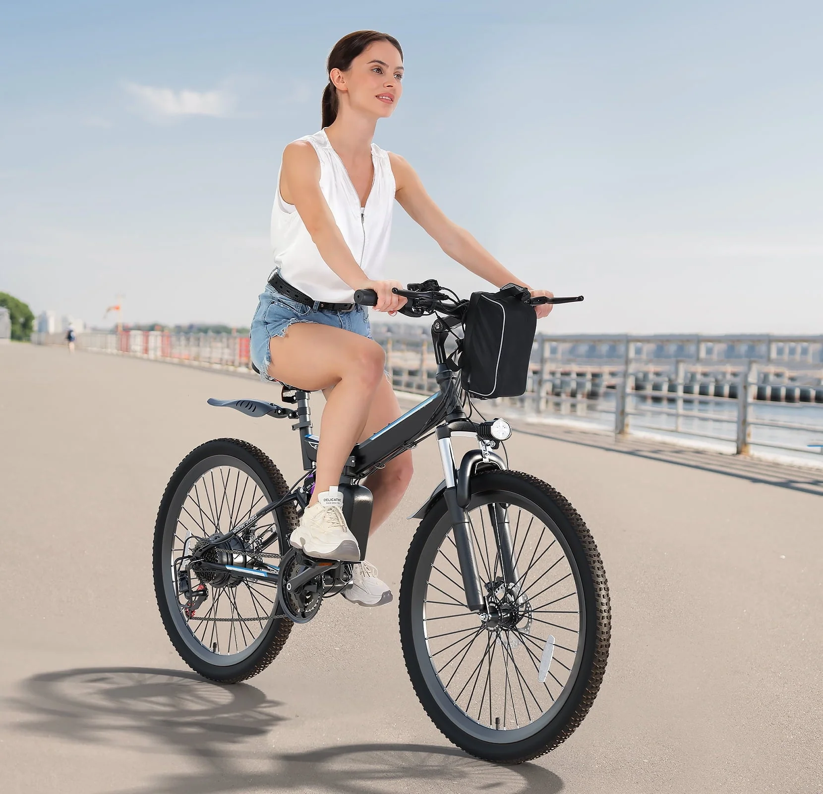 Elifine 26in Folding Electric Mountain Bike, 500W, 48V 7.8Ah