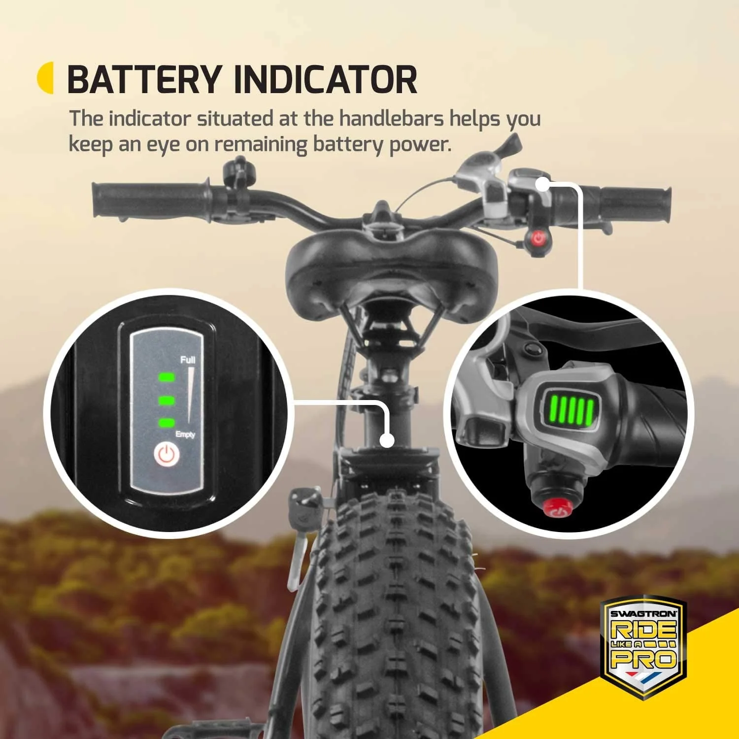 Swagtron EB6 20in Fat Tire Electric Bike, 350W, 36V, 7-Speed