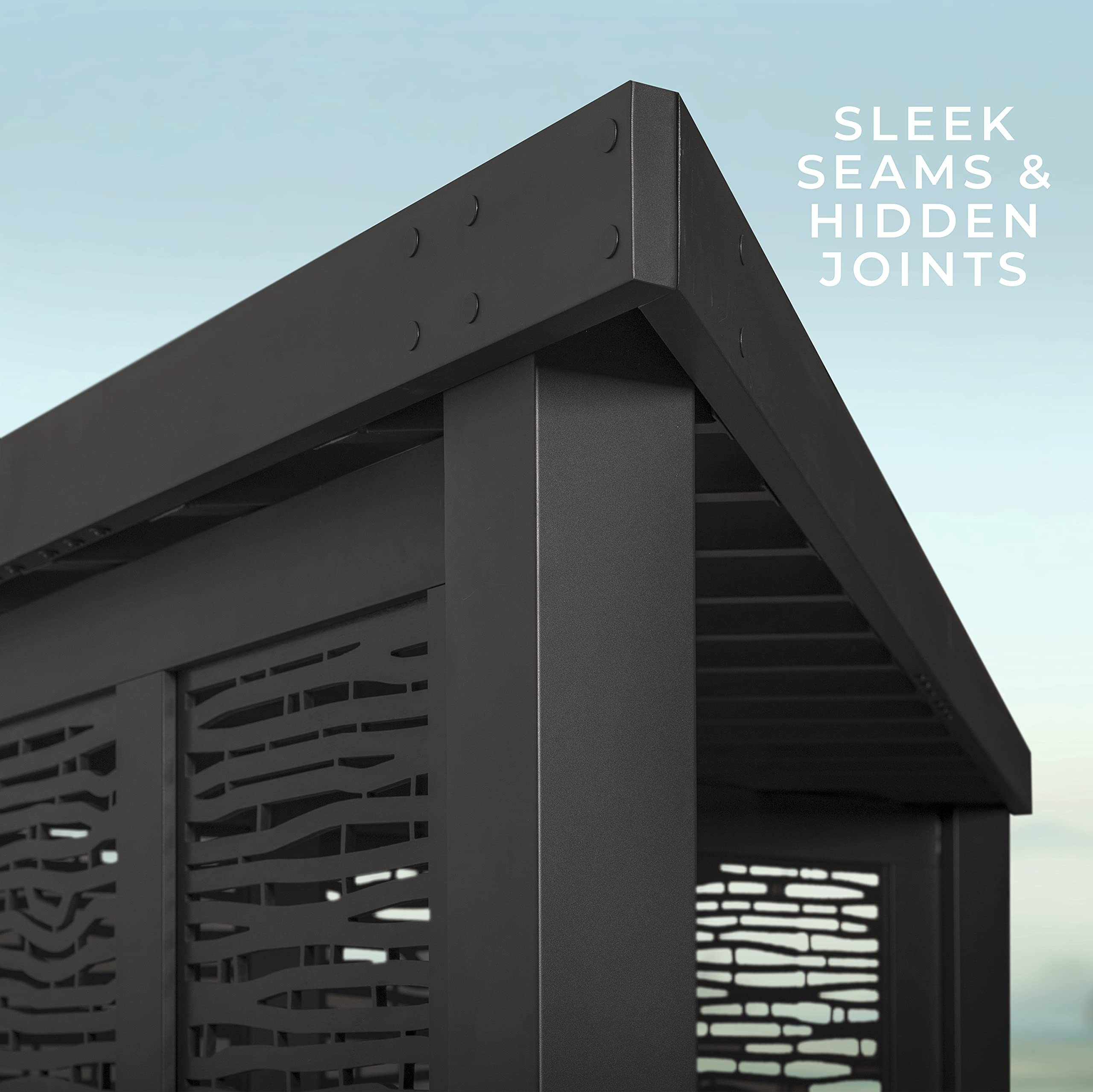 Glendale Modern Steel Cabana Pergola with Conversation Seating