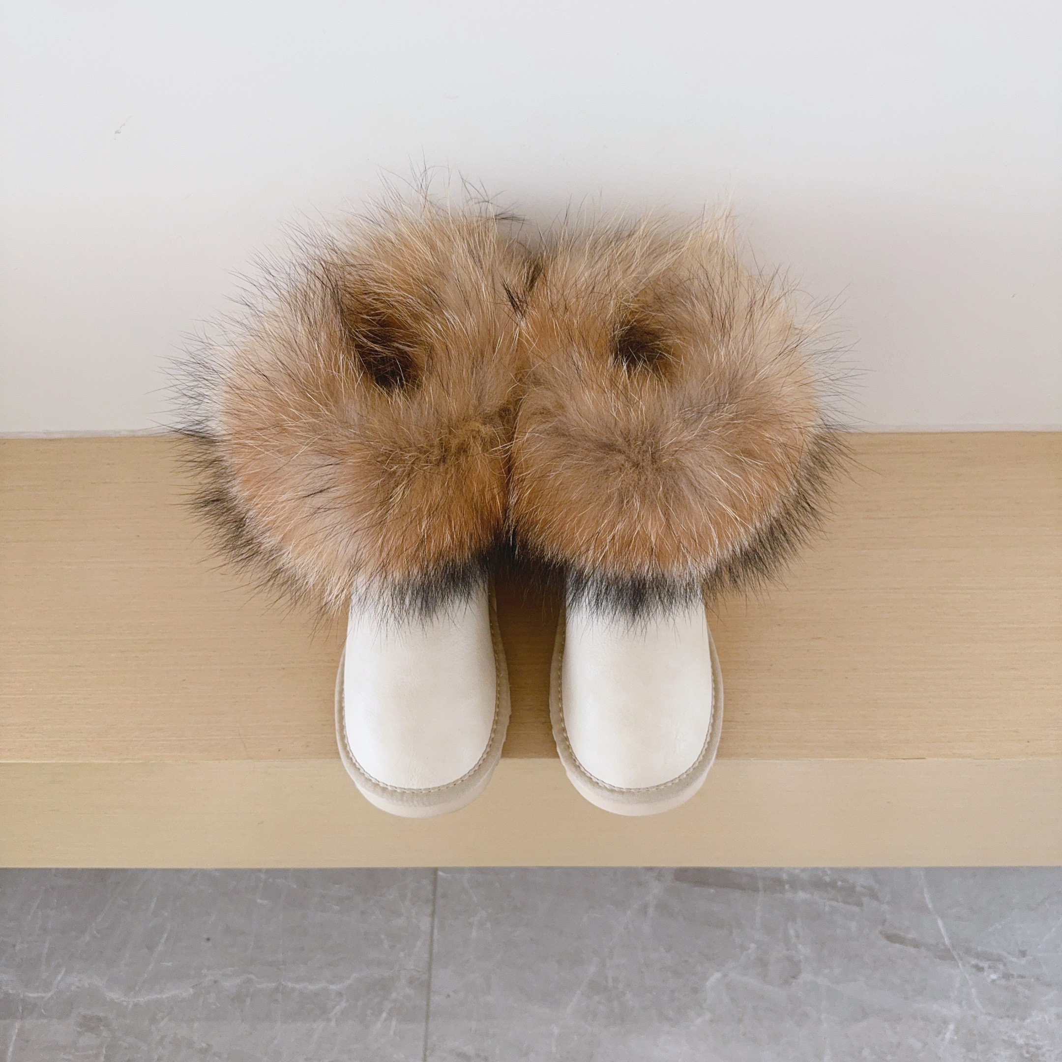 UGG Kids 5854 Genuine Fur Trim Low-Cut Boots