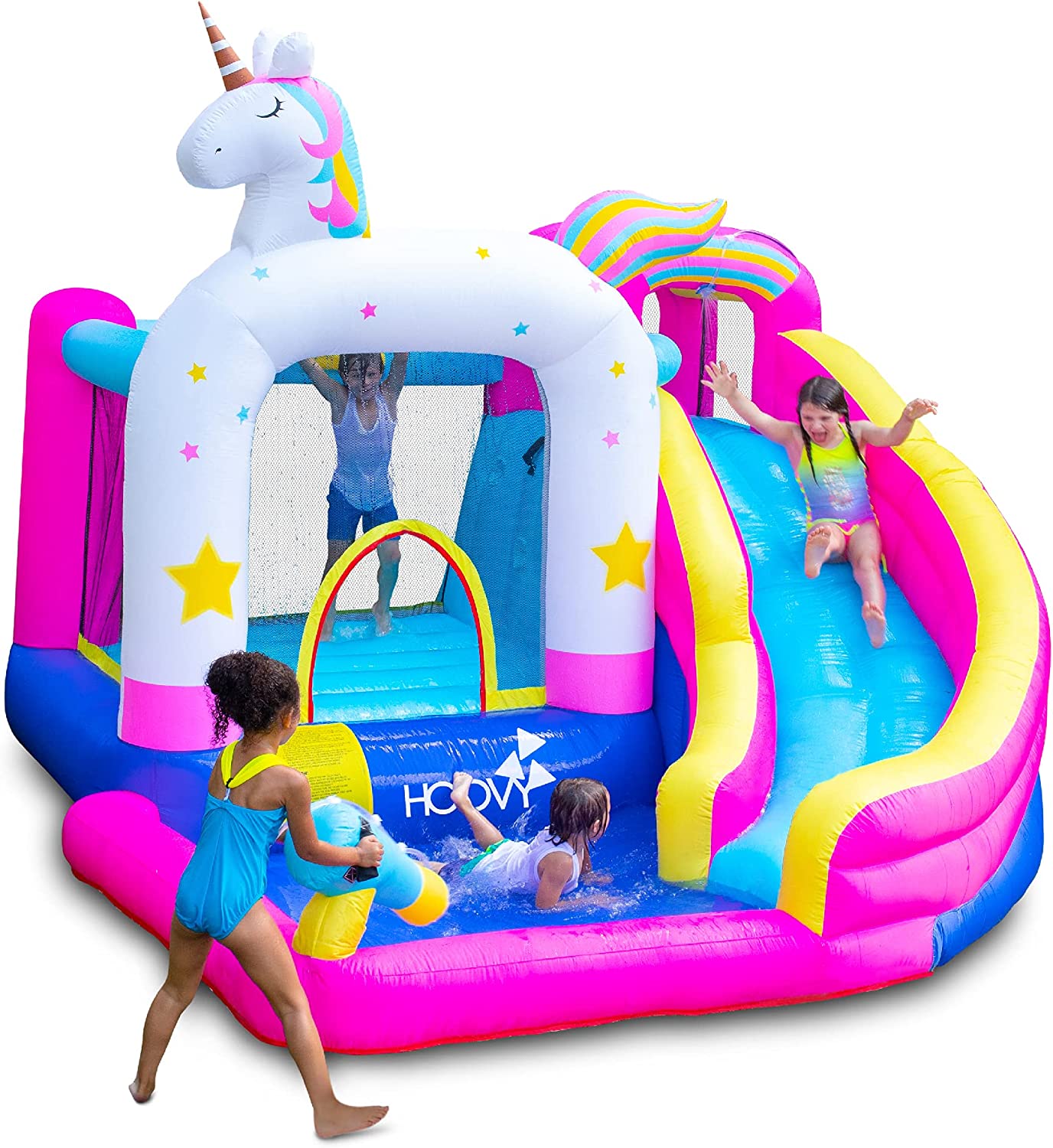 Double Water Slide with Climbing Wall 6.5x13x11 FT Inflatable