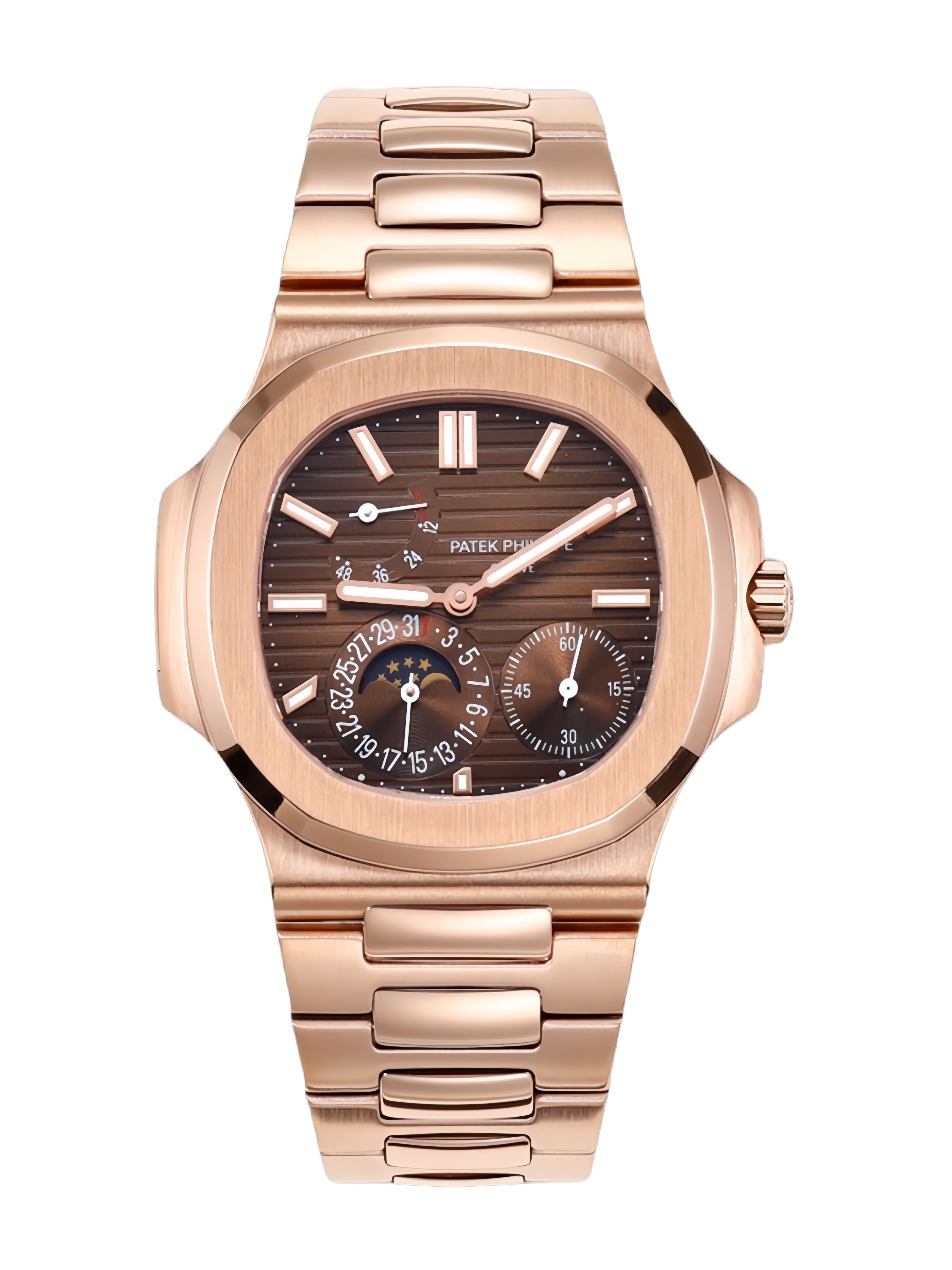 【Super Clone】Patek Philippe Nautilus Moon Phase Rose Gold Brown Sunburst 5712 1R 001 40MM