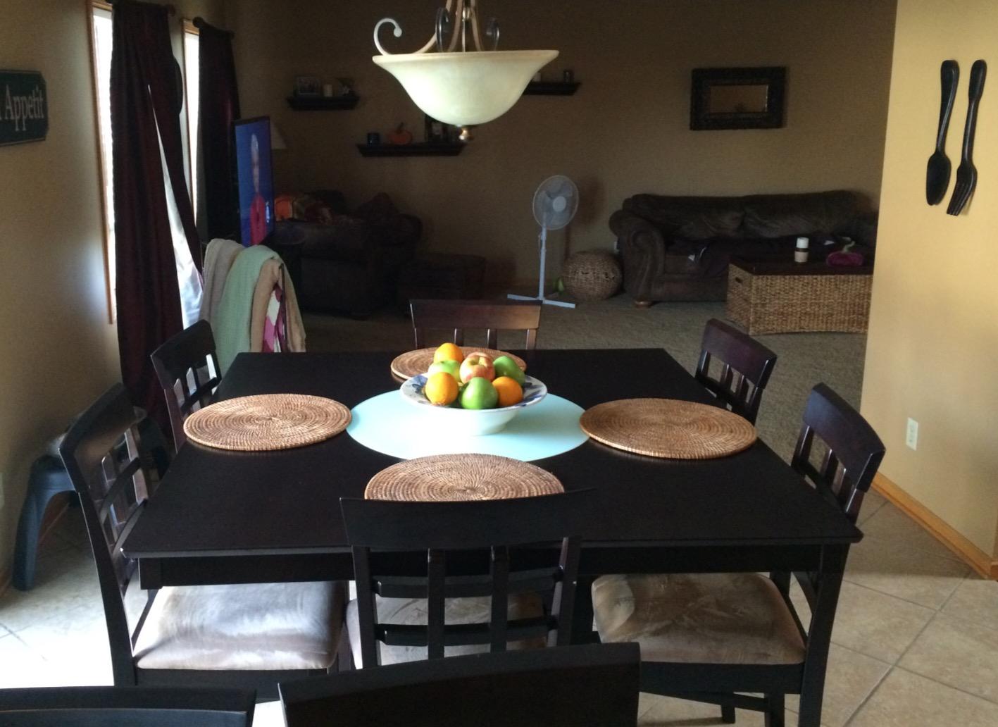 9 Piece Counter Height Storage Dining Table with Lazy Susan &
