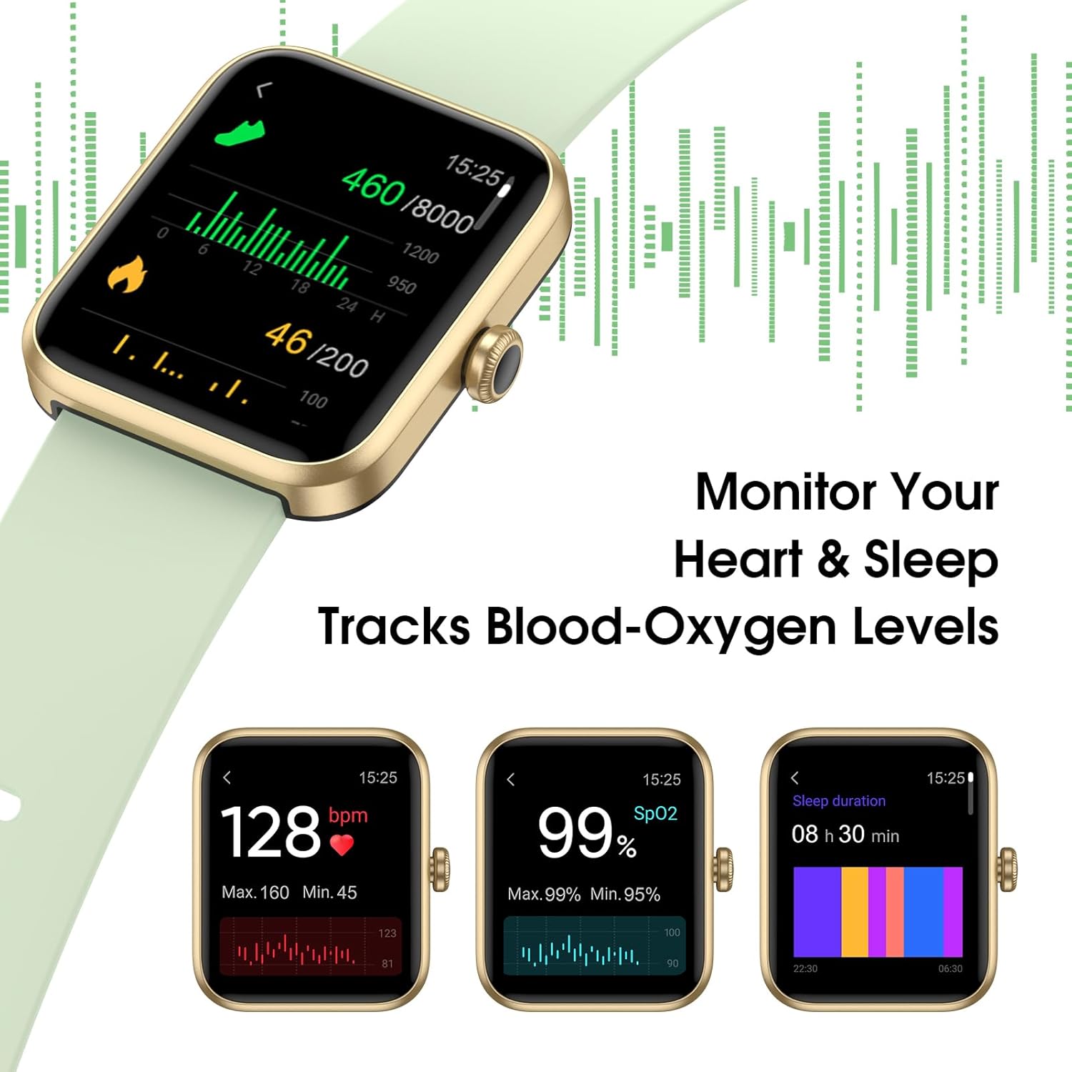 Smart Watch, Fitness Tracker with Touchscreen, Heart Rate Monitor, Blood Oxygen, Sleep Tracking Fitness Watch 5ATM Waterproof Smartwatch for Women Men Pedometer Step Calories for Android iOS