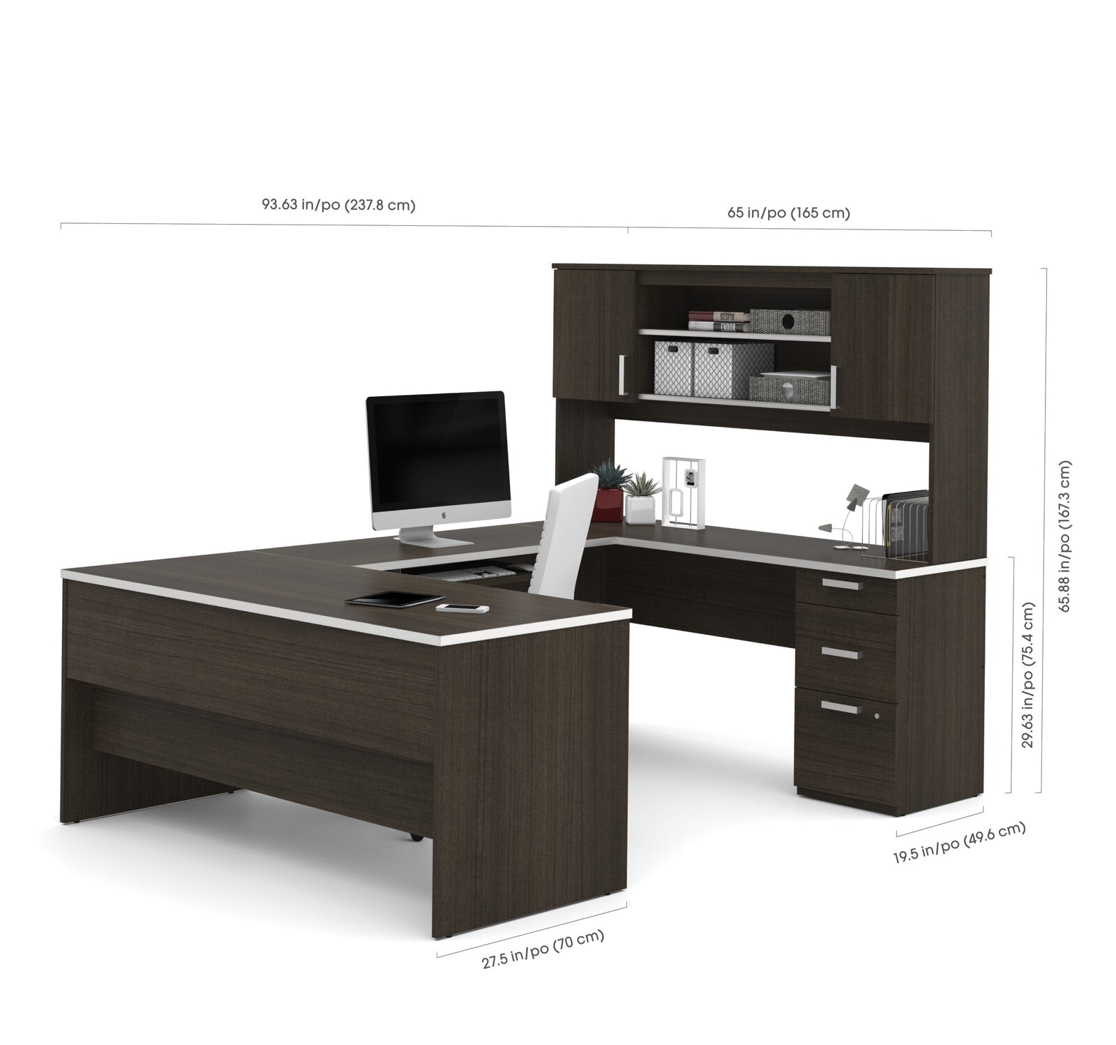 Chanice 4 Piece U-Shape Computer Desk Office Set with Hutch
