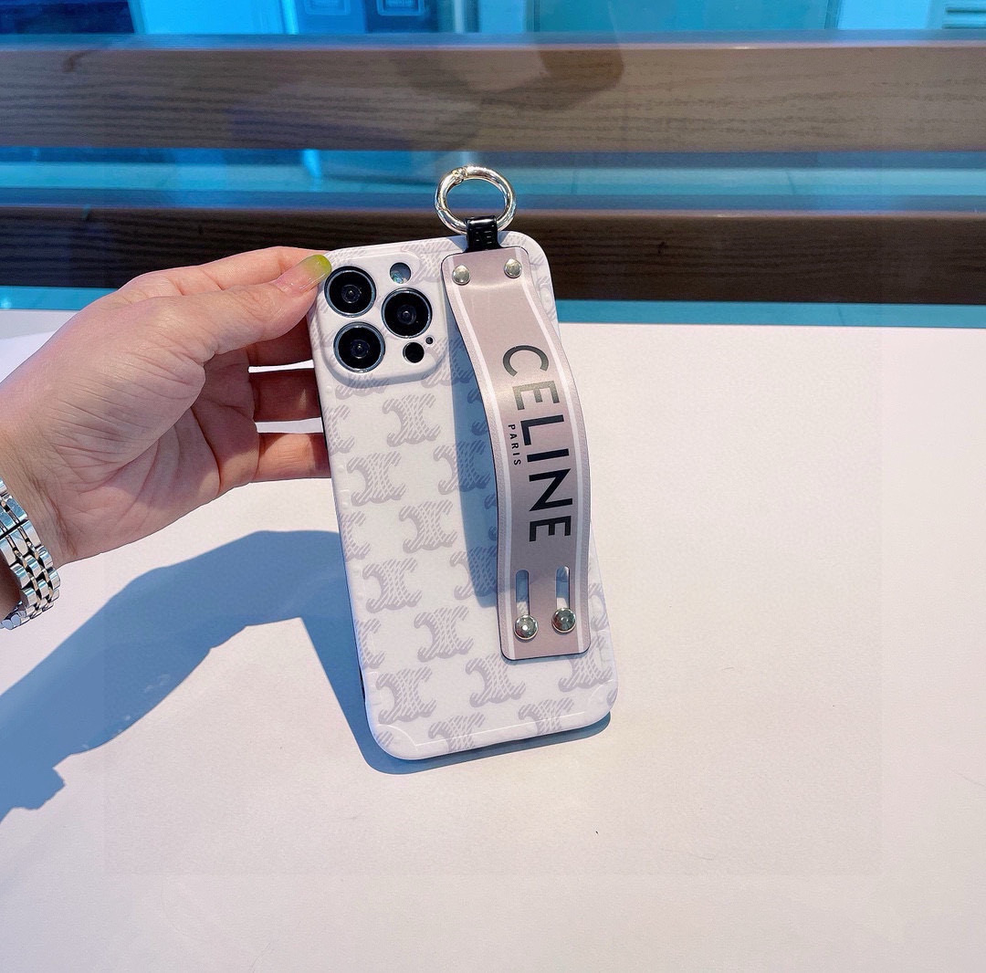 Celine Triomphe Monogram Wrist Strap Luxury Phone Case