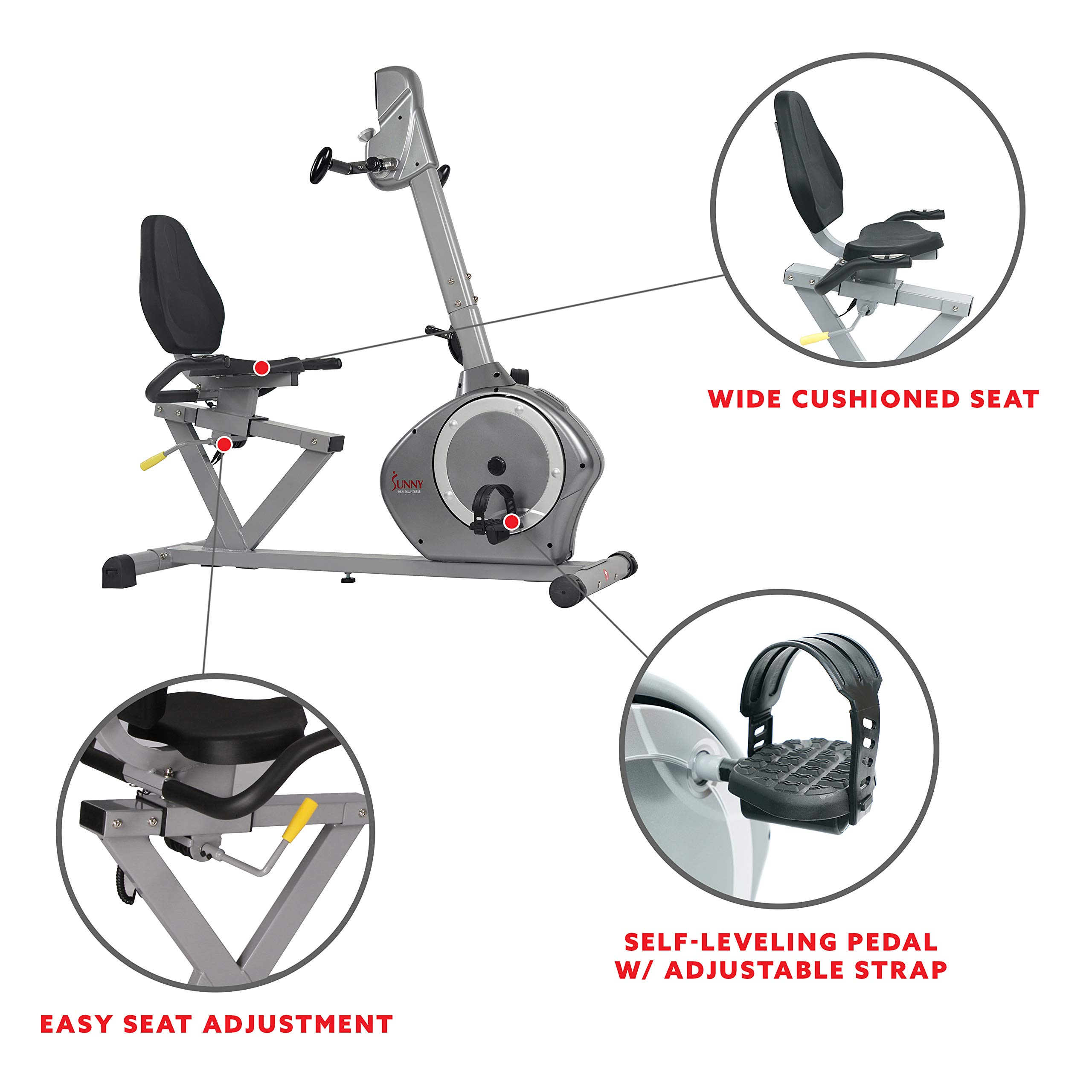 Sunny Health & Fitness Recumbent Bike SF-RB4631 with Arm