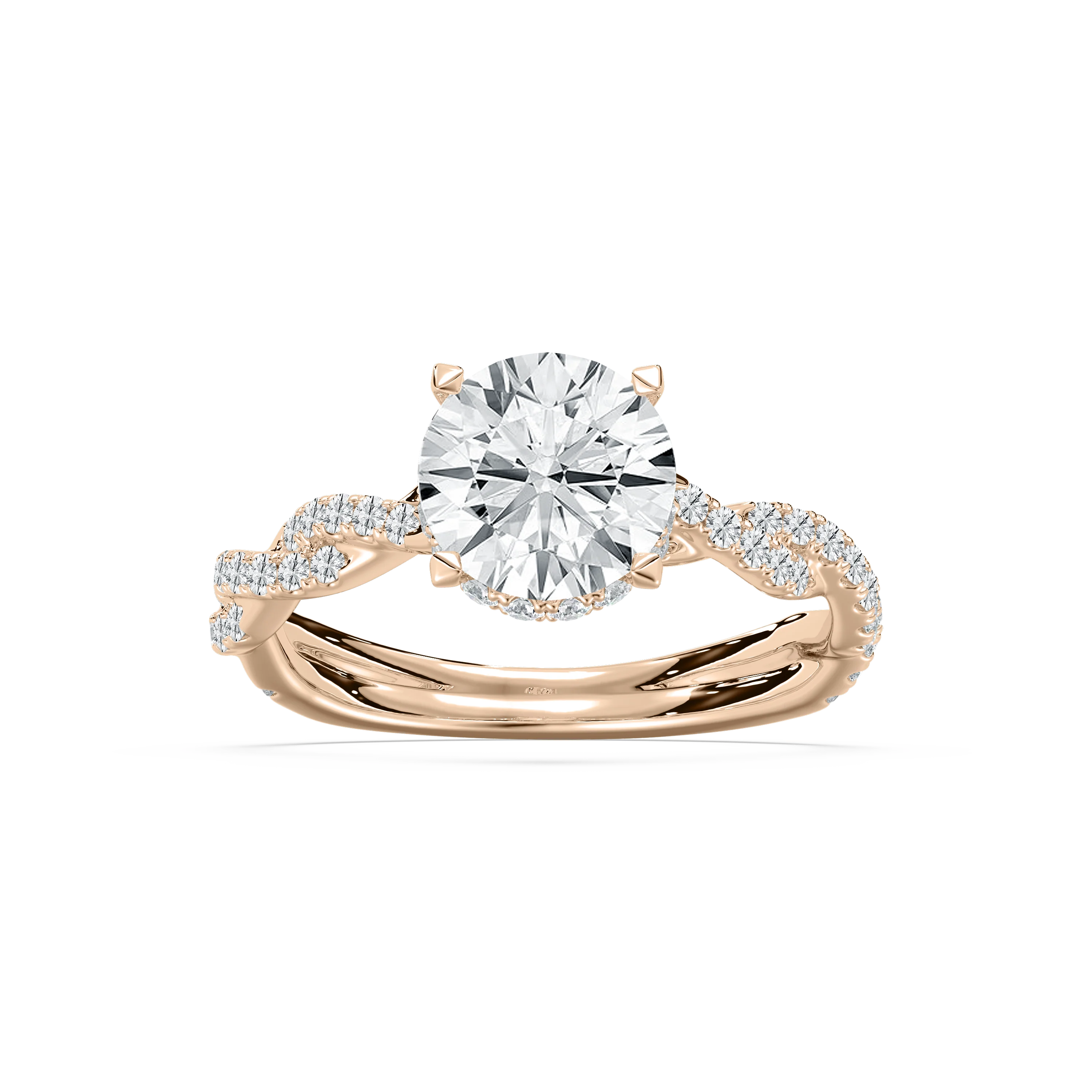 Elise 2 ½ ctw Round Lab Grown Diamond Pave Twist Hidden Halo Engagement Ring