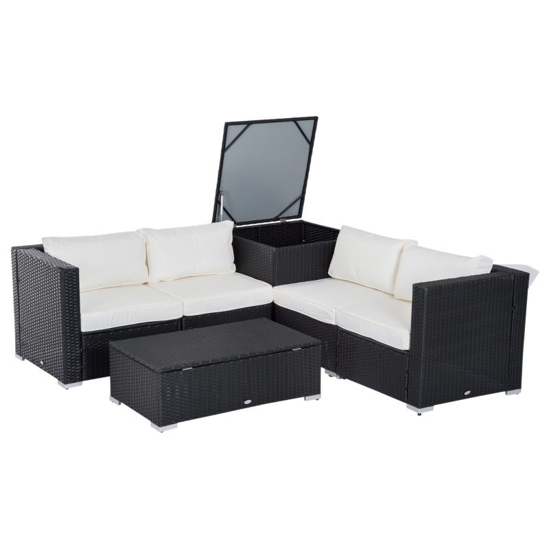 6pc Rattan Wicker Set Garden Sectional Furniture Storage