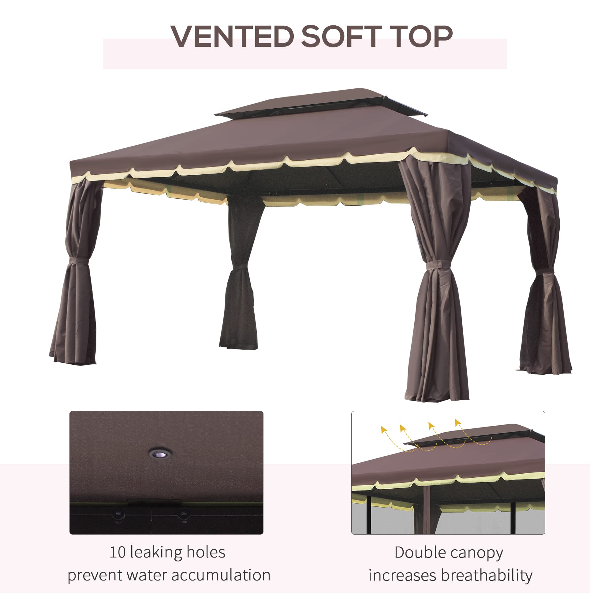 10 x 13 ft double roof aluminium frame pavilion with mesh and