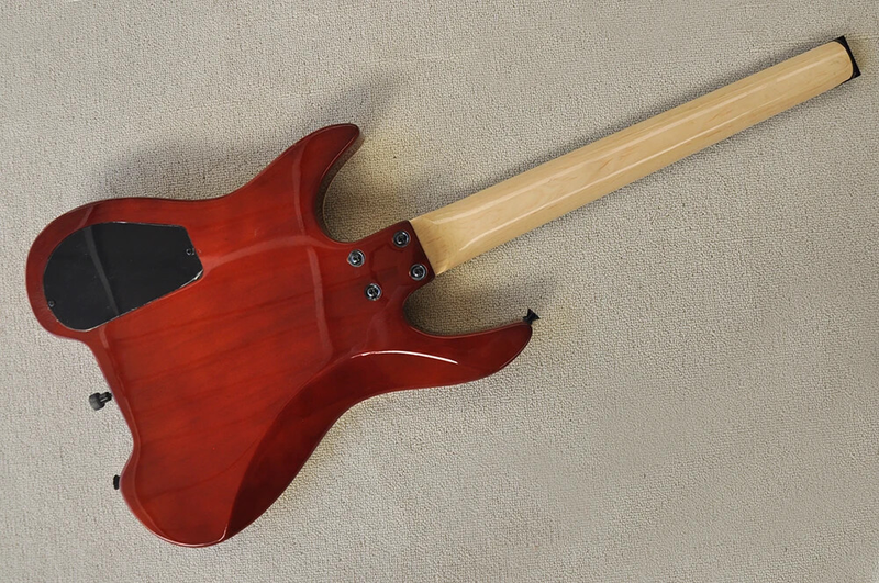 New Red Headless Electric Guitar with Abalone Inlay, Rosewood Fretboard 6 strings