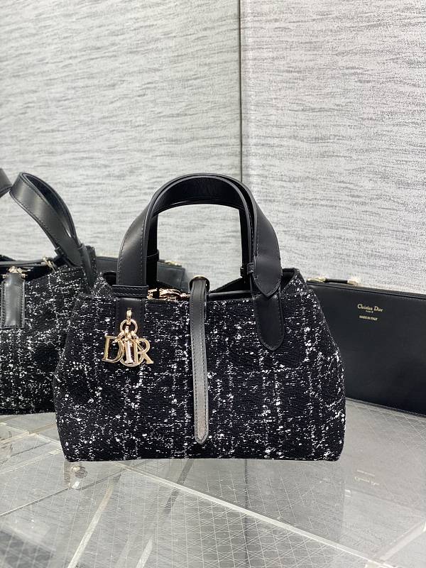 Dior Toujours Tote Bag Small Black Tweed