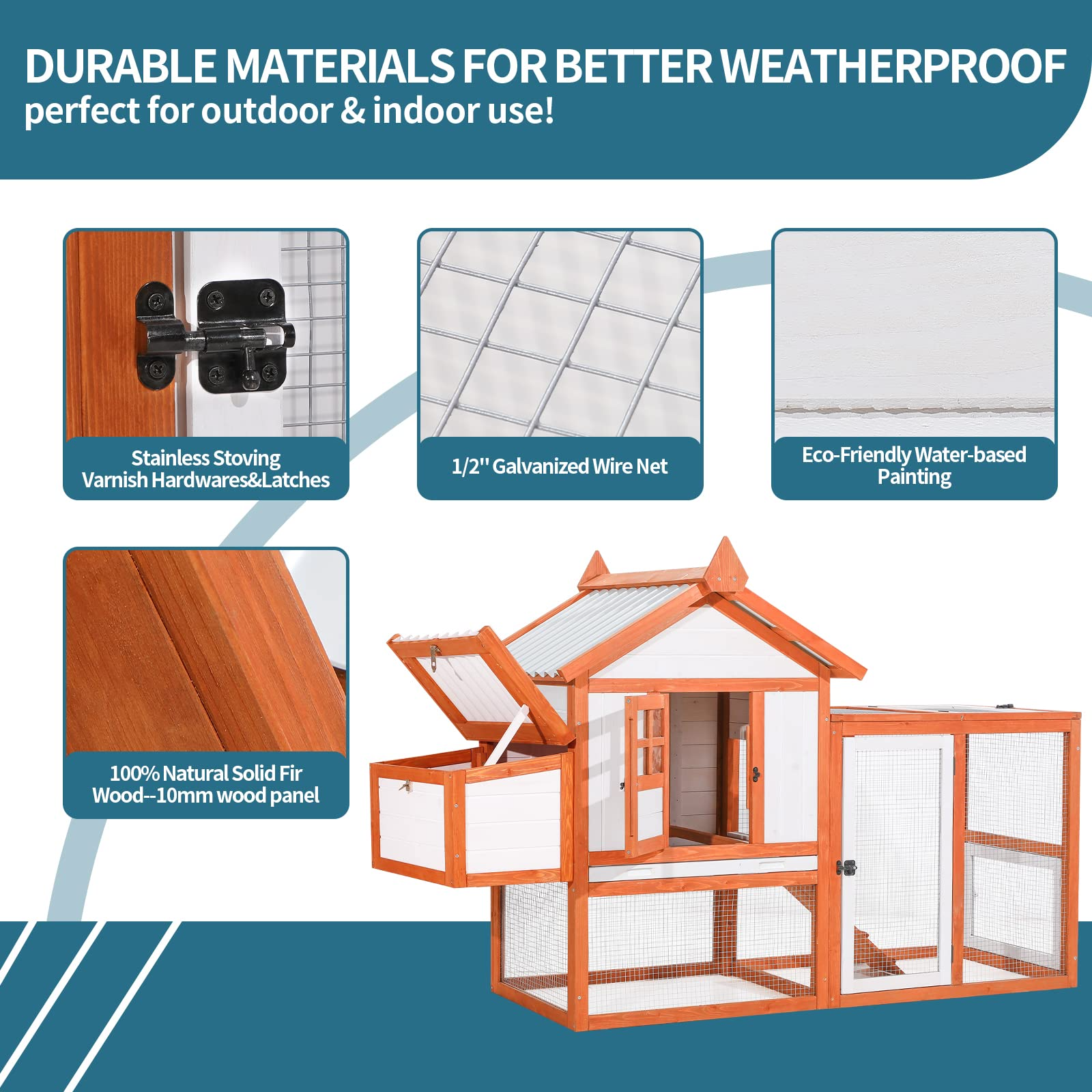 Outdoor Wooden Multi-Level Chicken Coop