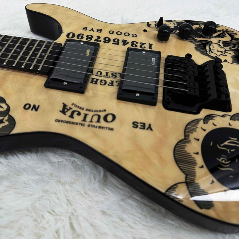 Hot Sale Custom Natural Ouija Electric Guitar Moon Inlays 2H Pickups 6 strings