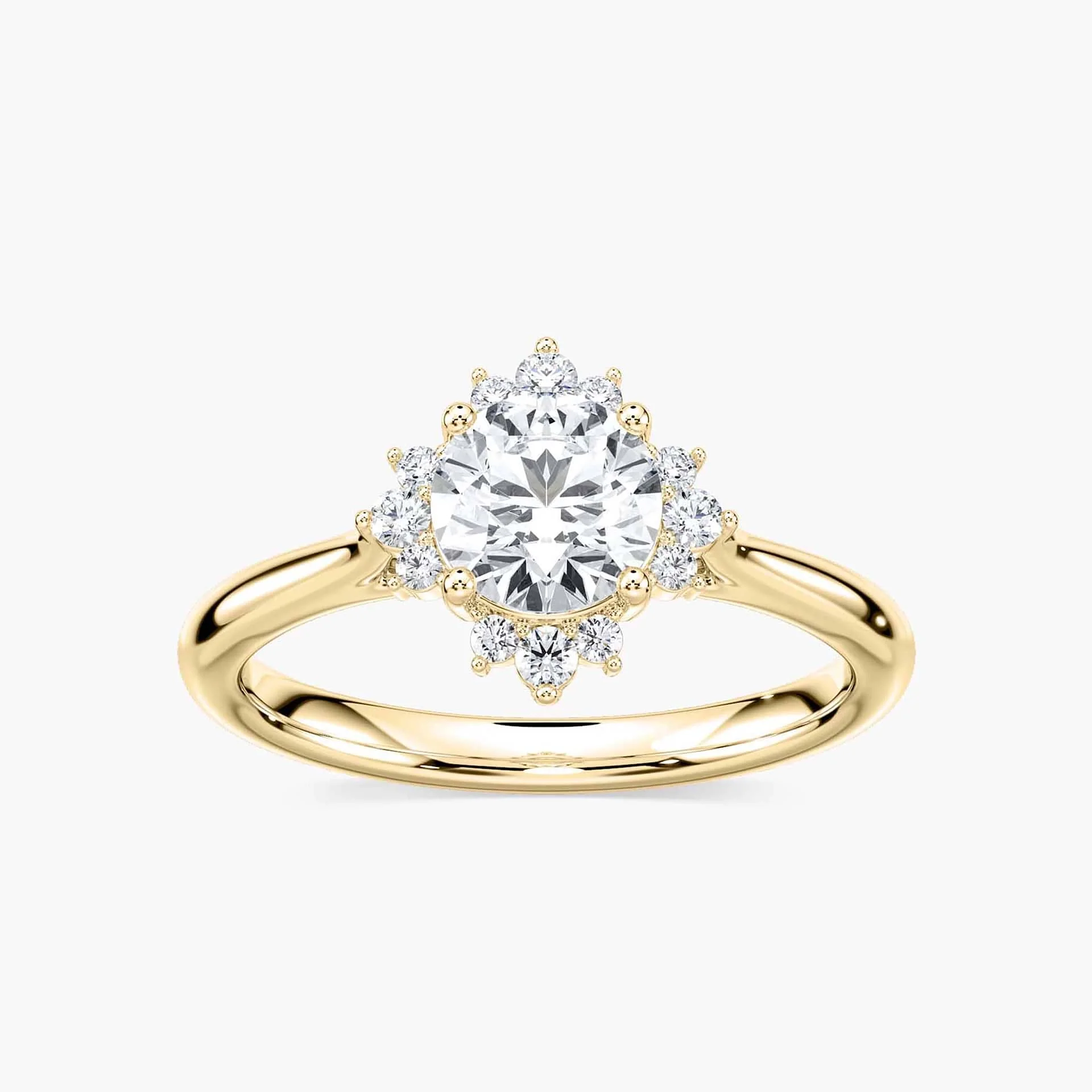 Aura Round Lab Grown Diamond Snowflake Halo Engagement Ring